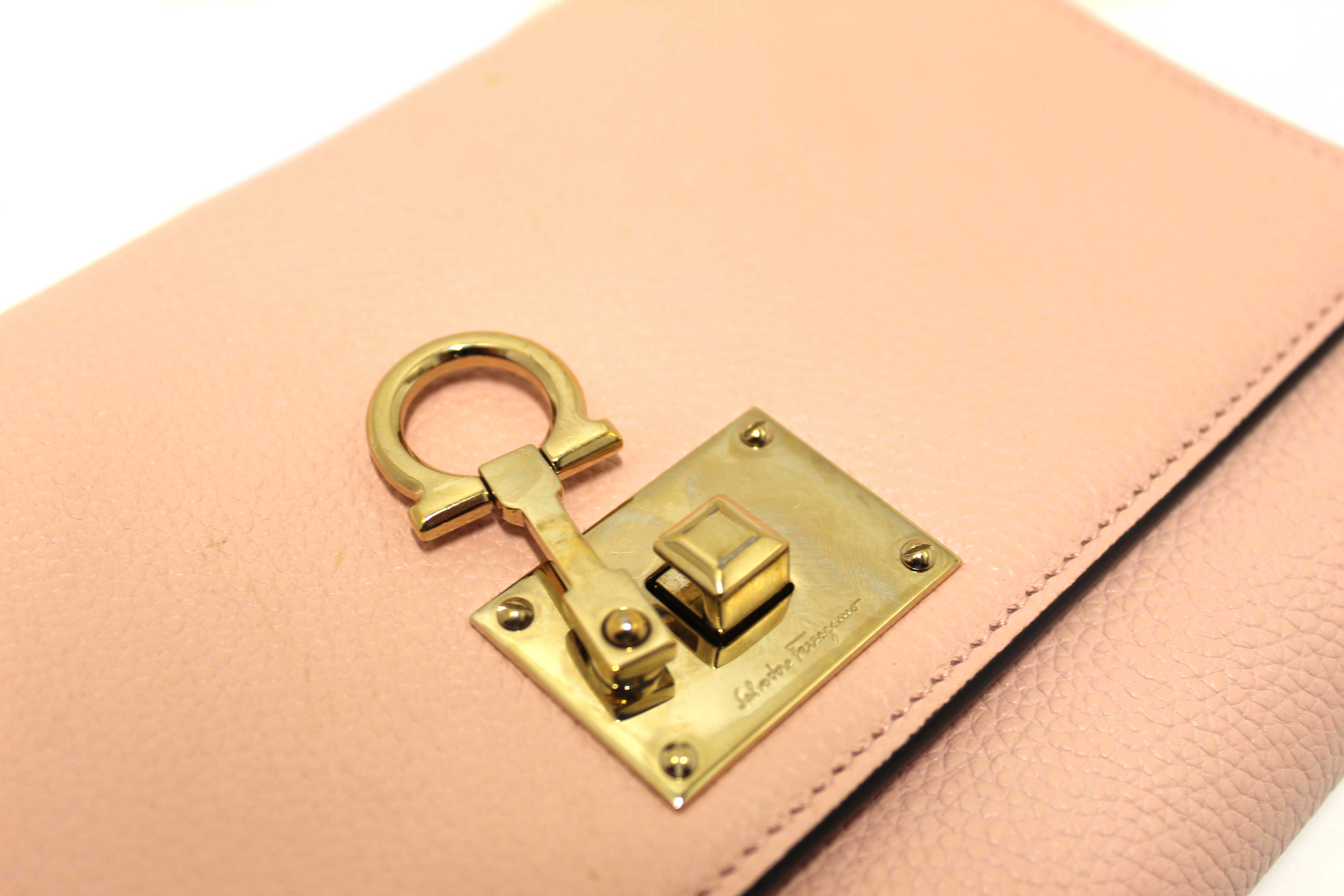 Authentic Salvatore Ferragamo Pink Leather Crossbody Bag