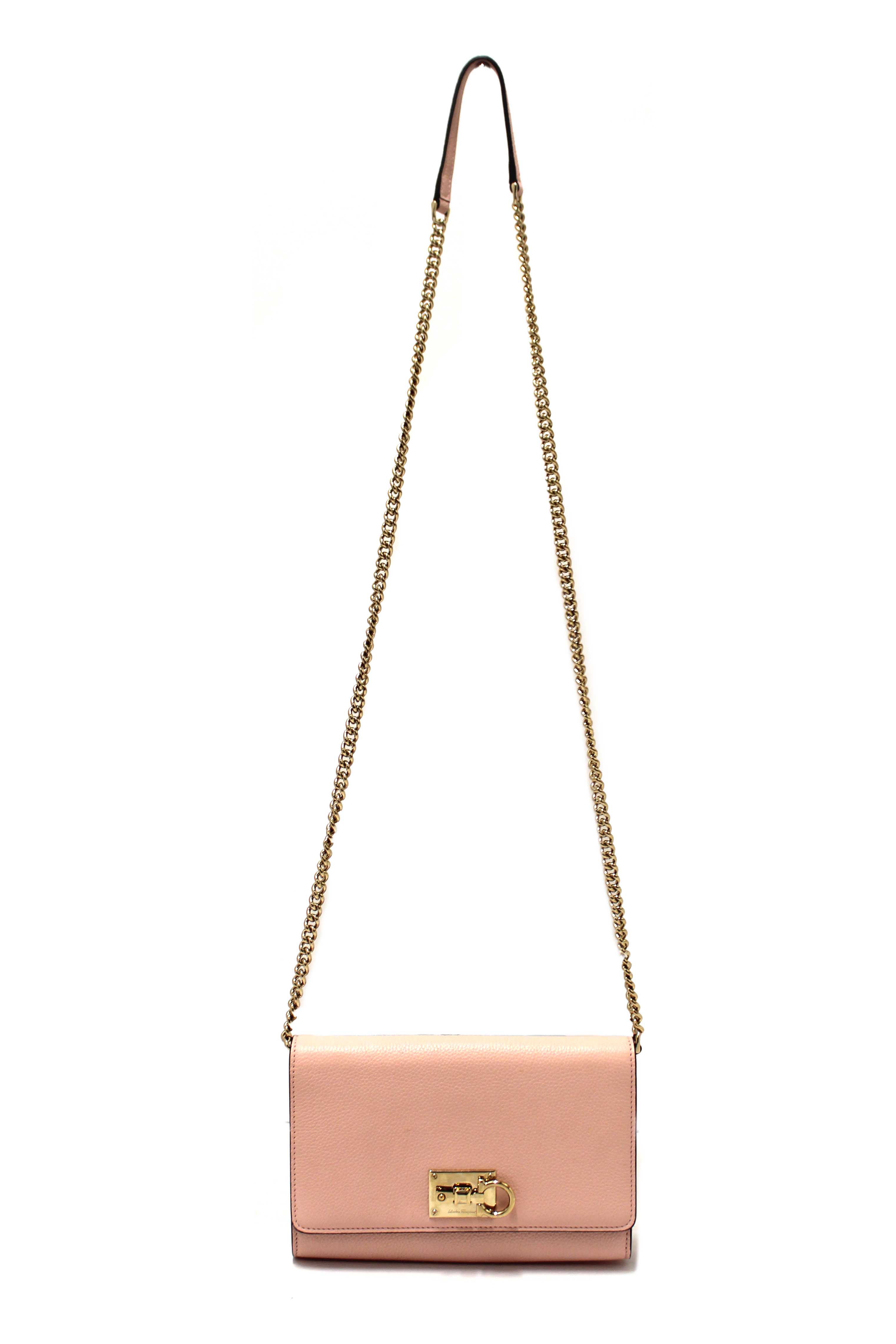 Authentic Salvatore Ferragamo Pink Leather Crossbody Bag