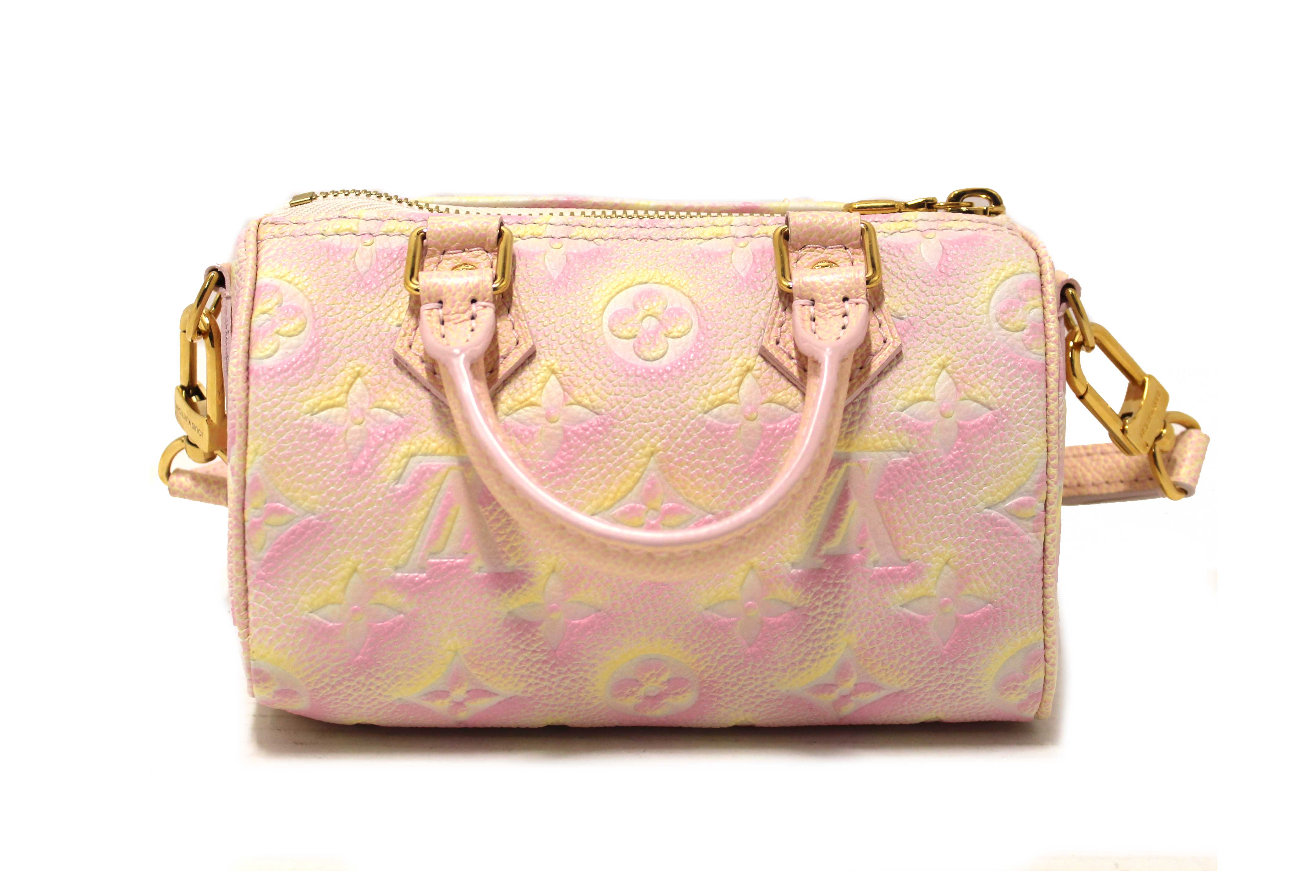 Authentic Louis Vuitton Pink Summer Stardust Monogram Empreinte Leather Nano Speedy Bag