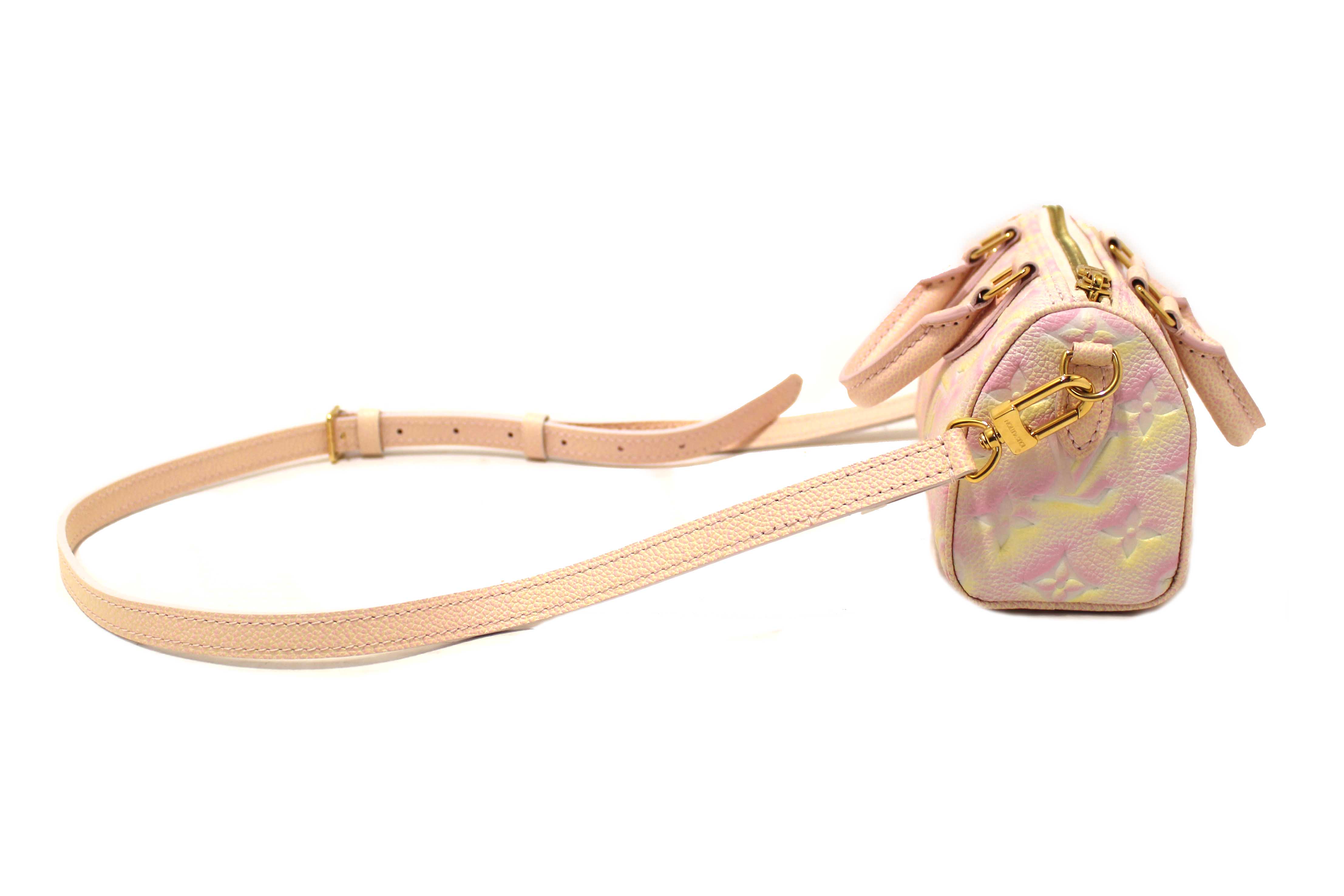 Authentic Louis Vuitton Pink Summer Stardust Monogram Empreinte Leather Nano Speedy Bag