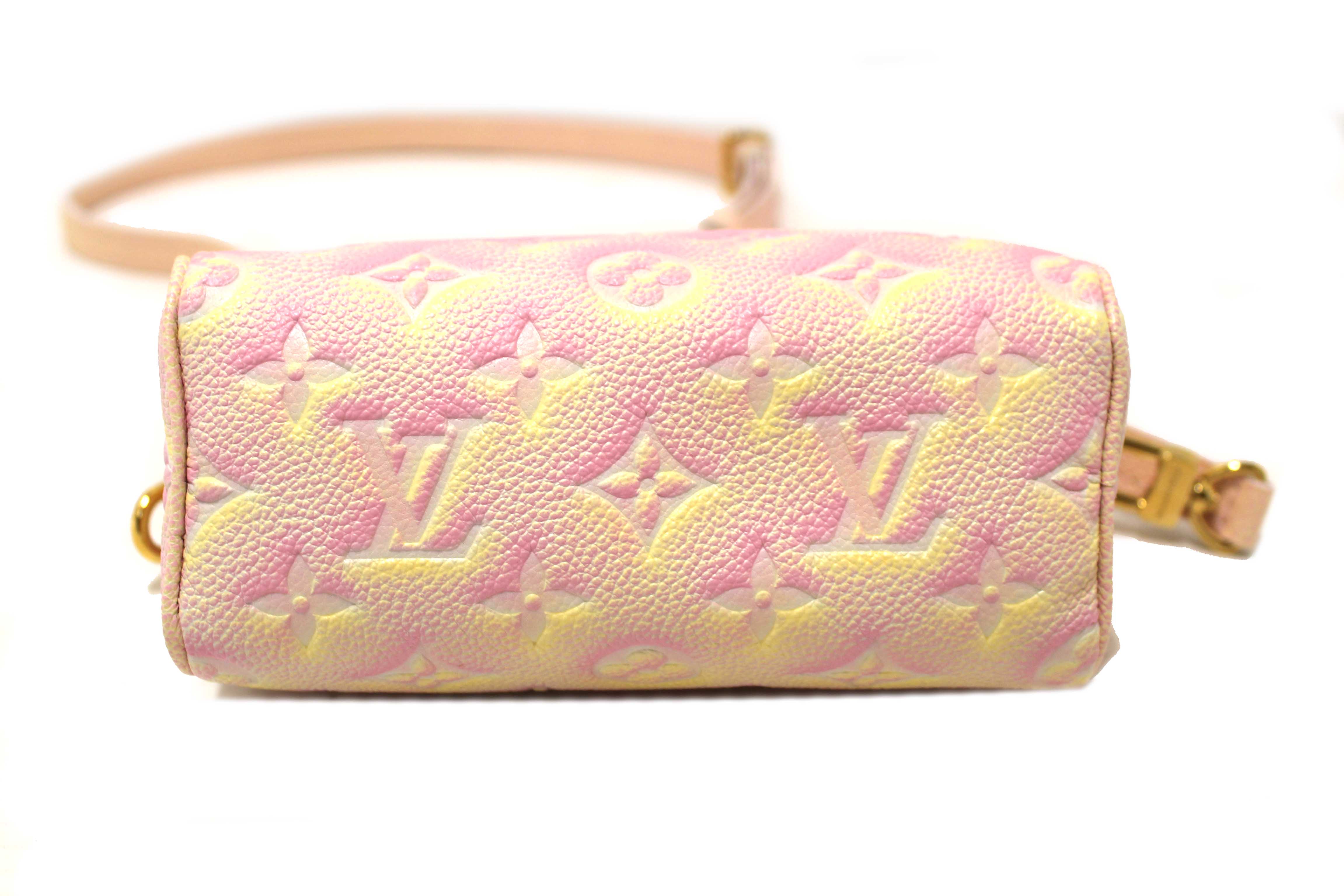 Authentic Louis Vuitton Pink Summer Stardust Monogram Empreinte Leather Nano Speedy Bag