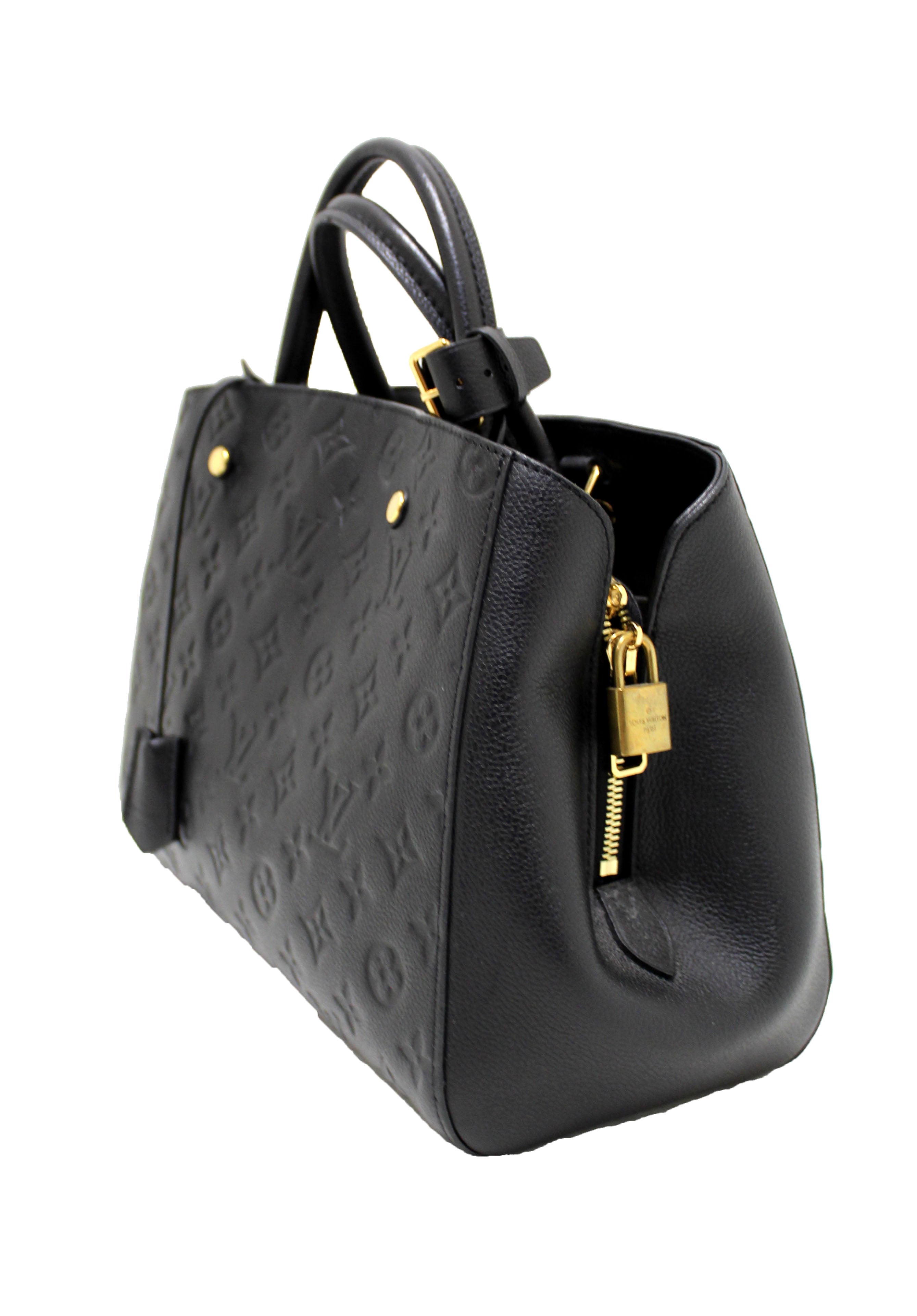 Louis Vuitton Montaigne Empreinte Shoulder Bag MM Black Leather