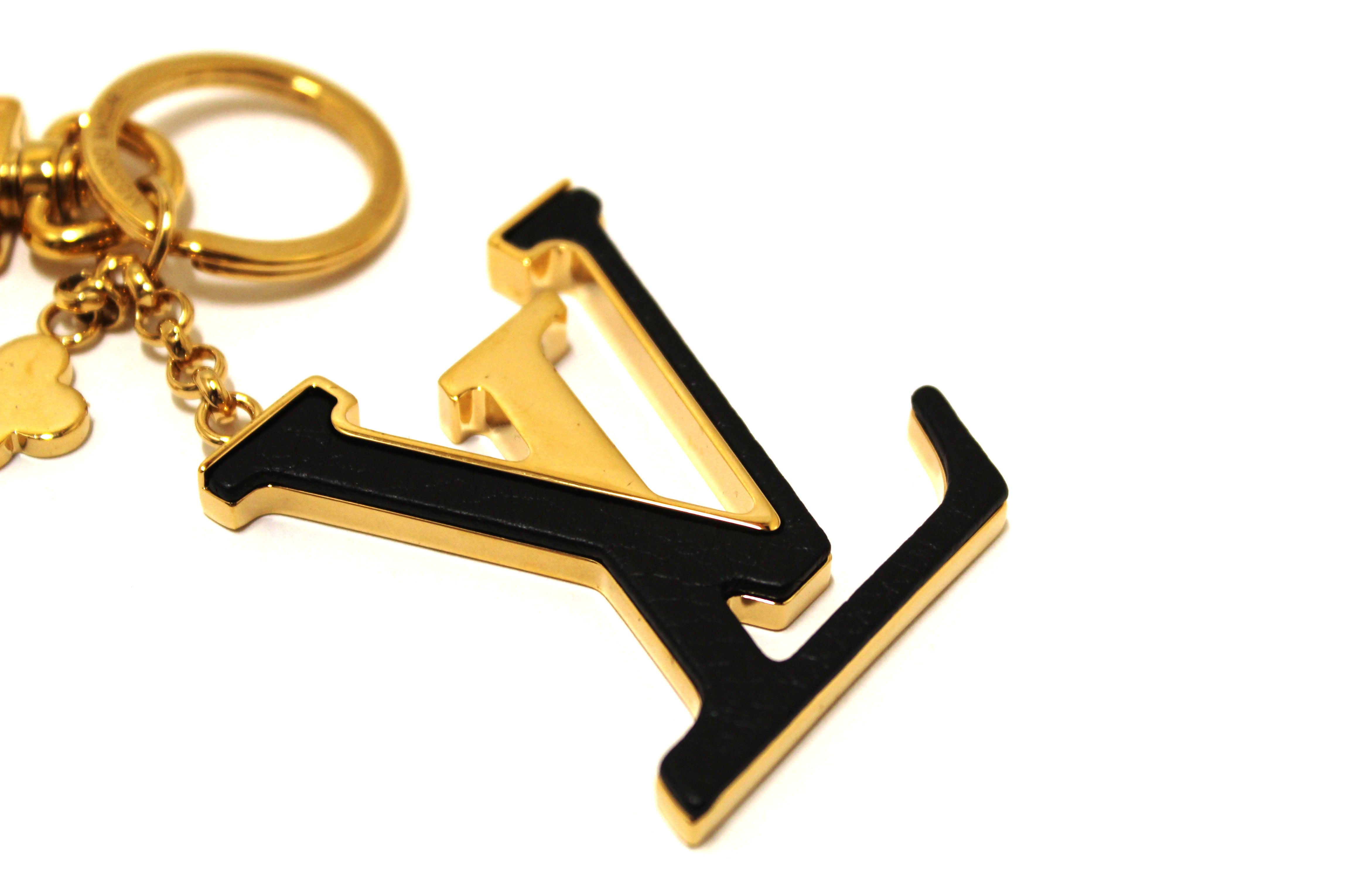 Authentic Louis Vuitton Metal Taurillon with Black Leather LV Capucines Bag Charm Key Holder