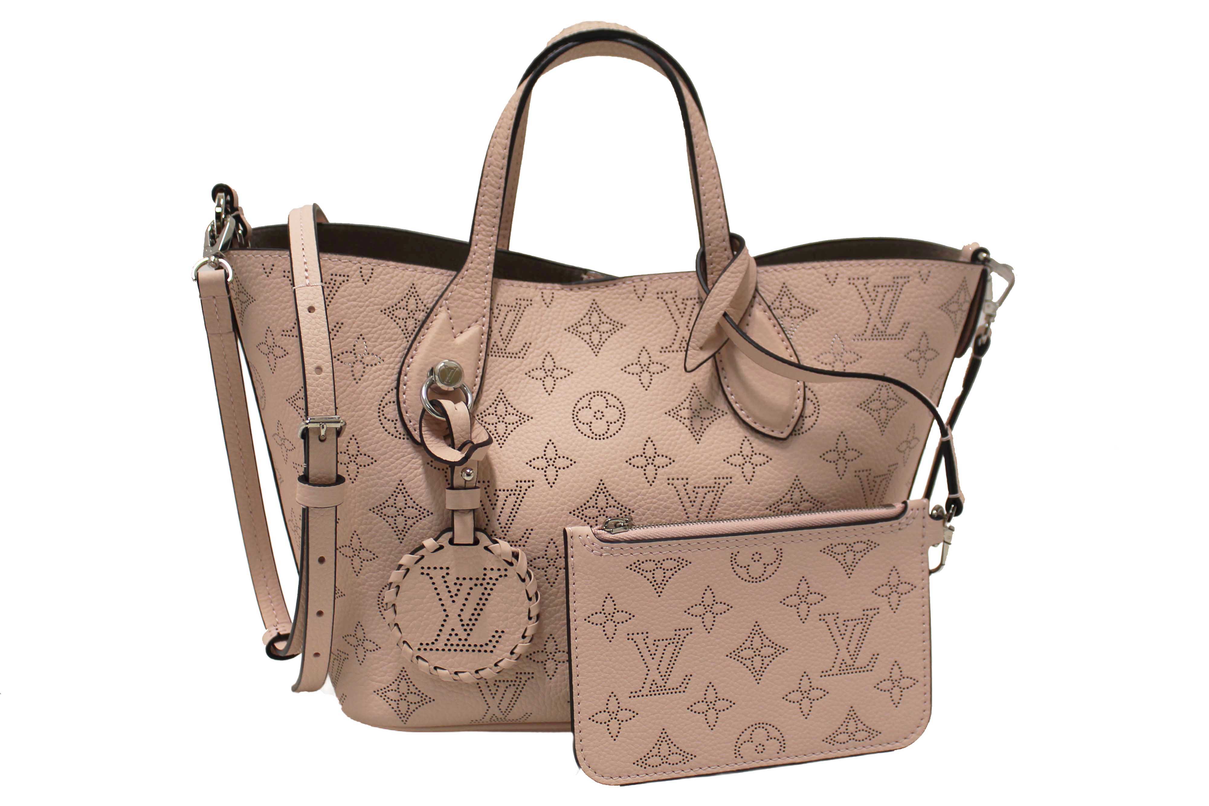 Authentic Louis Vuitton Pink Jasmin Mahina Perforated Calfskin Leather Blossom PM Handbag