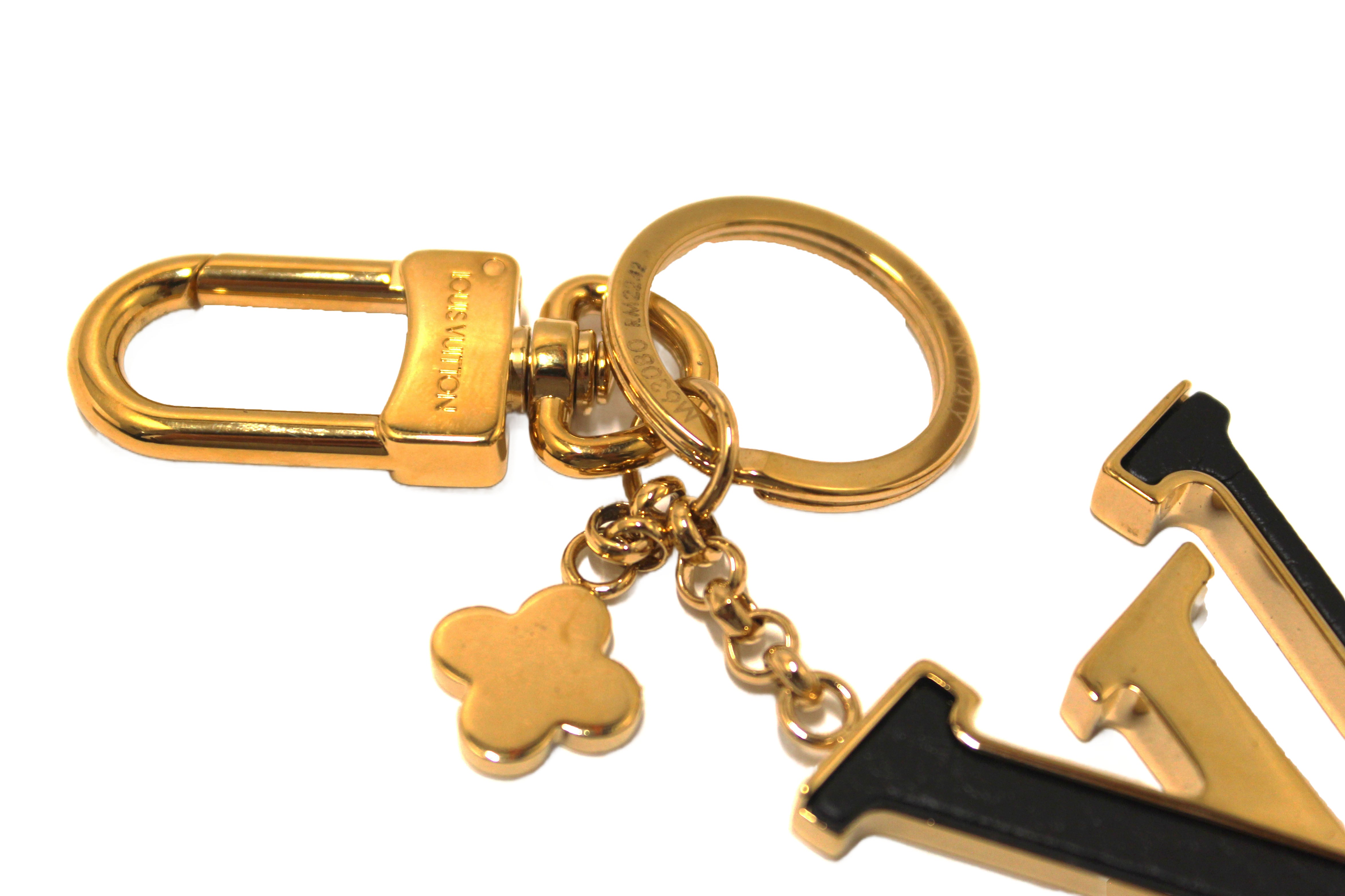 Authentic Louis Vuitton Metal Taurillon with Black Leather LV Capucines Bag Charm Key Holder