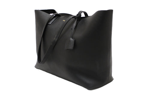 Authentic Yves Saint Laurent Black Calf Leather Saint Laurent Large Shopping Tote Bag