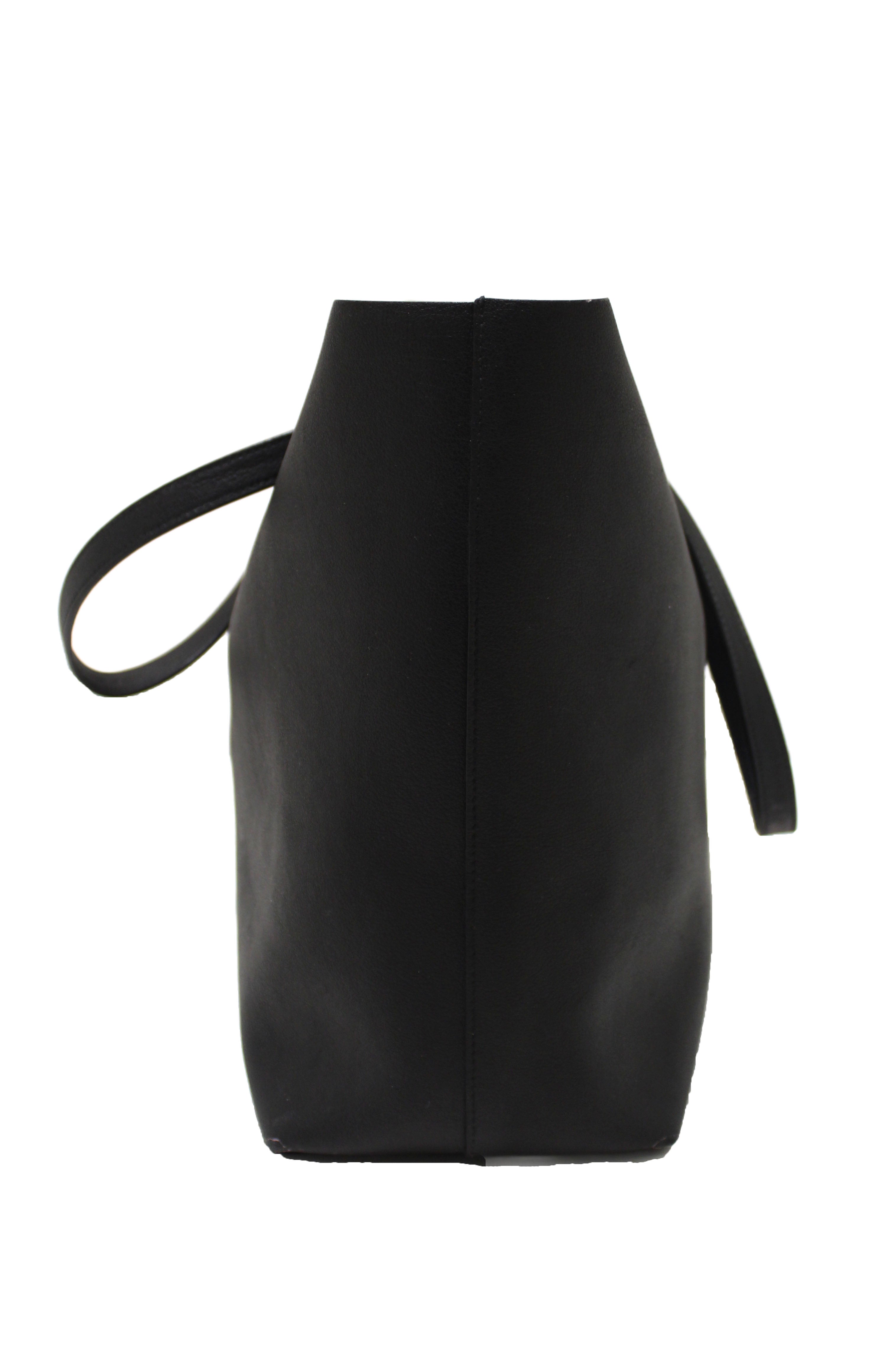Authentic Yves Saint Laurent Black Calf Leather Saint Laurent Large Shopping Tote Bag
