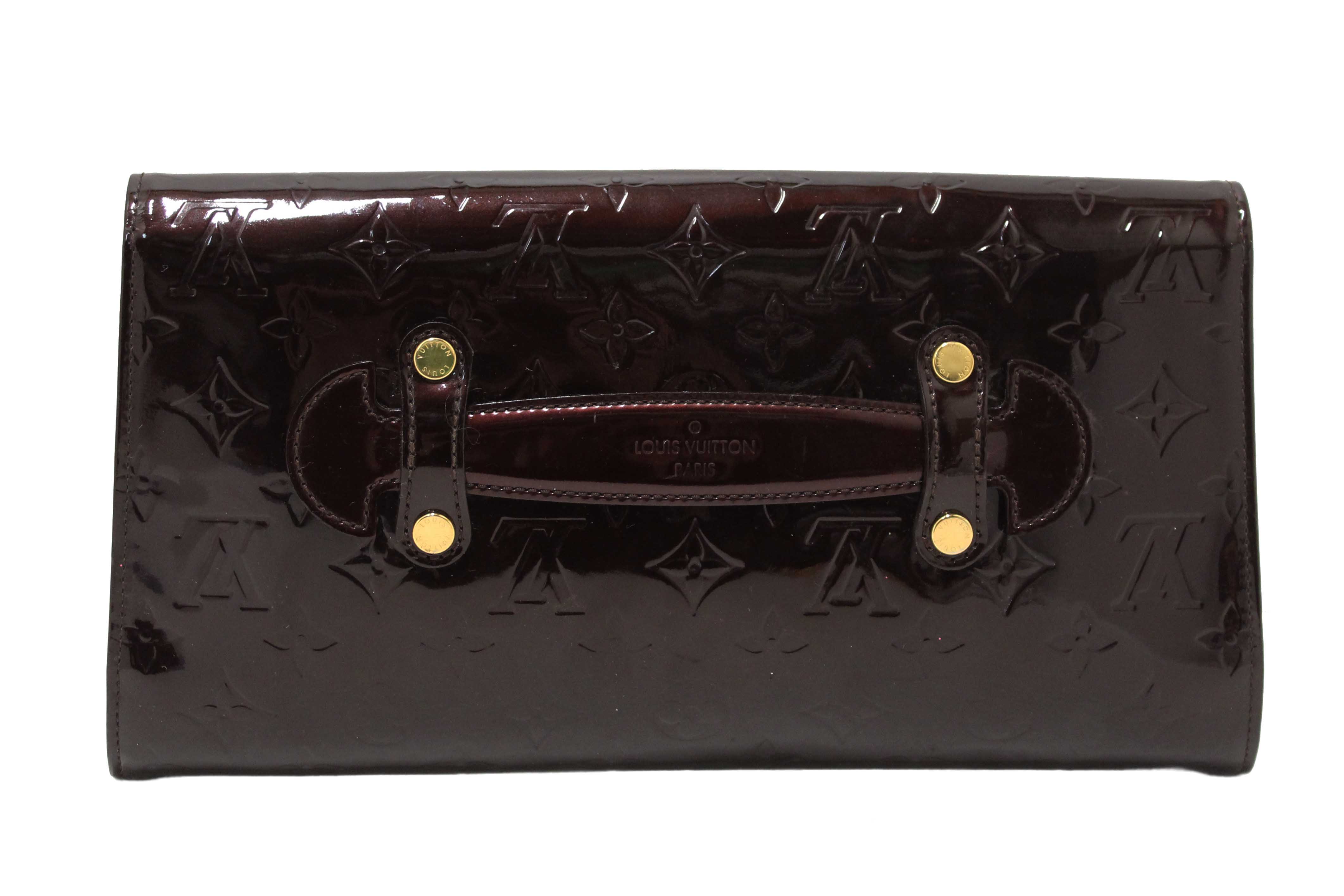 Authentic Louis Vuitton Amarante Monogram Vernis Leather Robertson Clutch