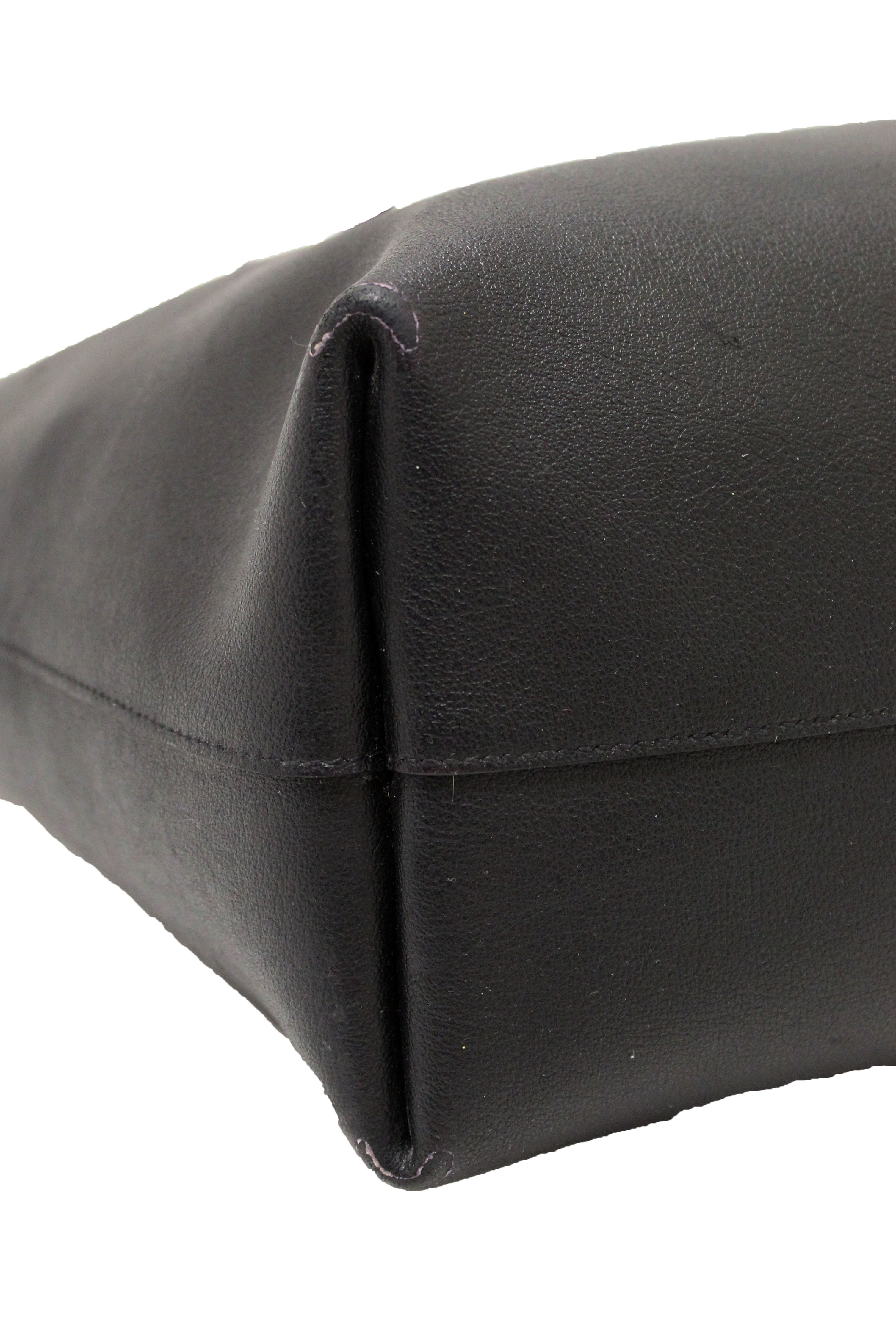 Authentic Yves Saint Laurent Black Calf Leather Saint Laurent Large Shopping Tote Bag