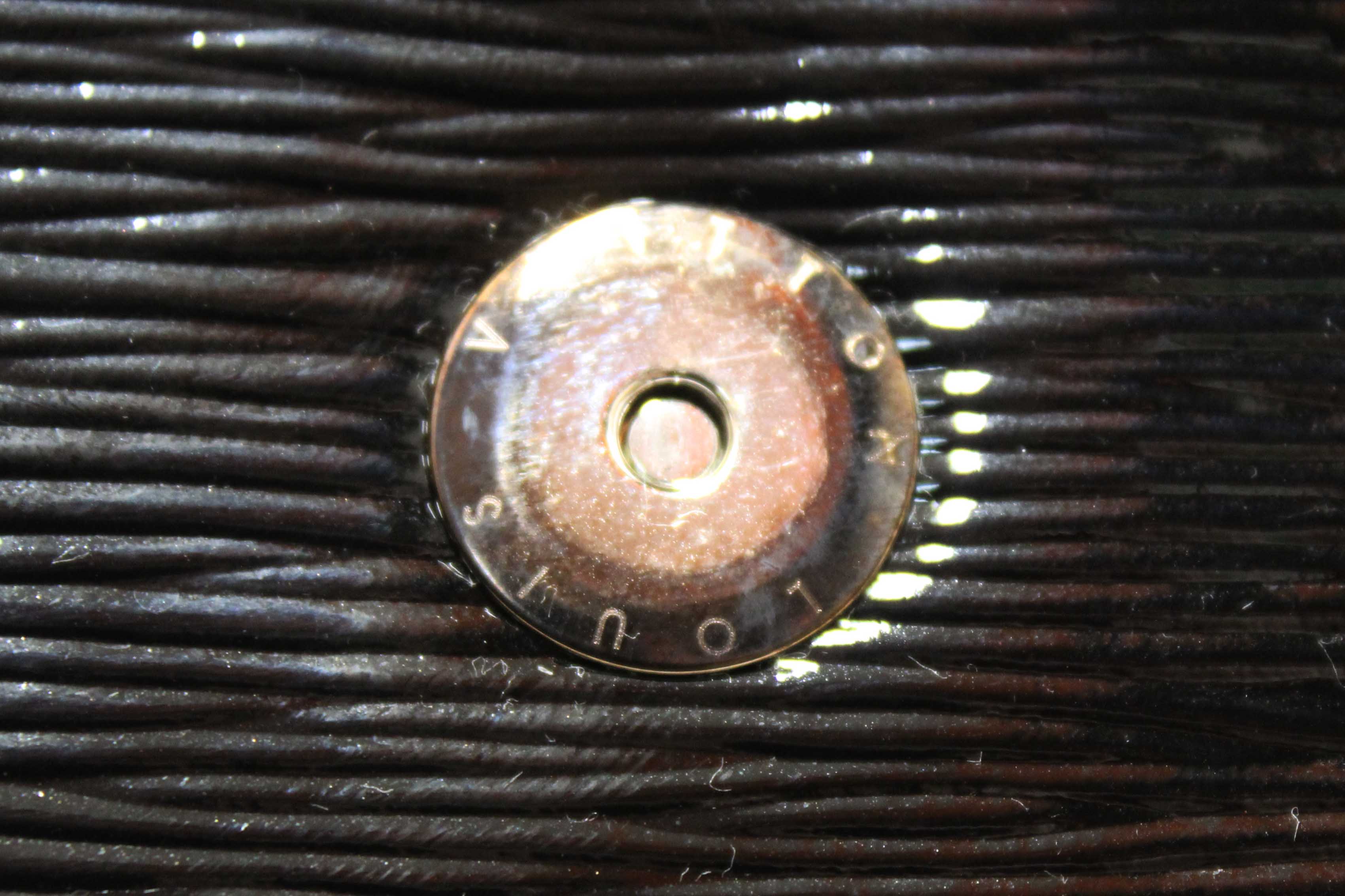 Authentic Louis Vuitton Black Electric Epi Leather Sobe Clutch