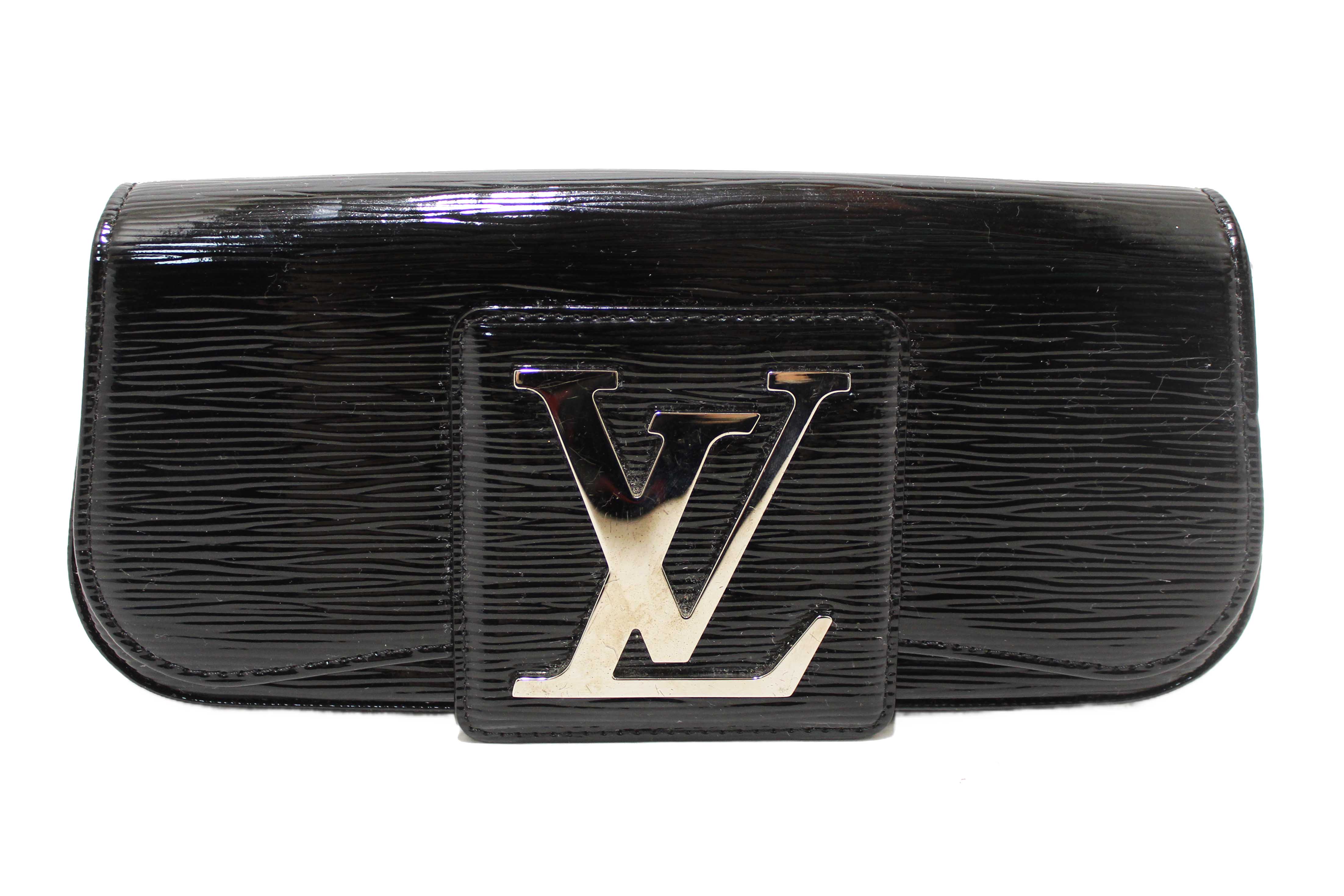Authentic Louis Vuitton Black Electric Epi Leather Sobe Clutch
