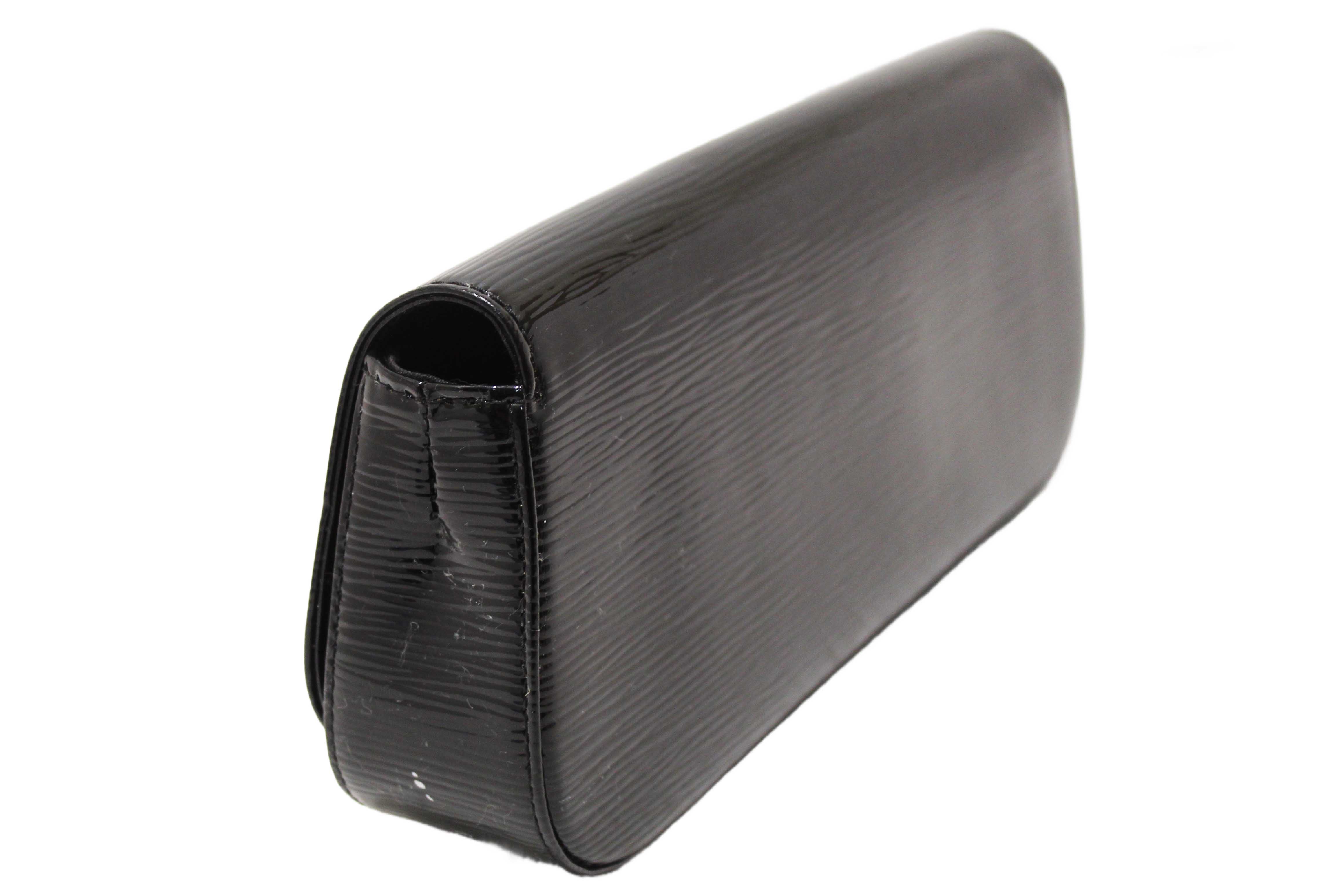 Authentic Louis Vuitton Black Electric Epi Leather Sobe Clutch