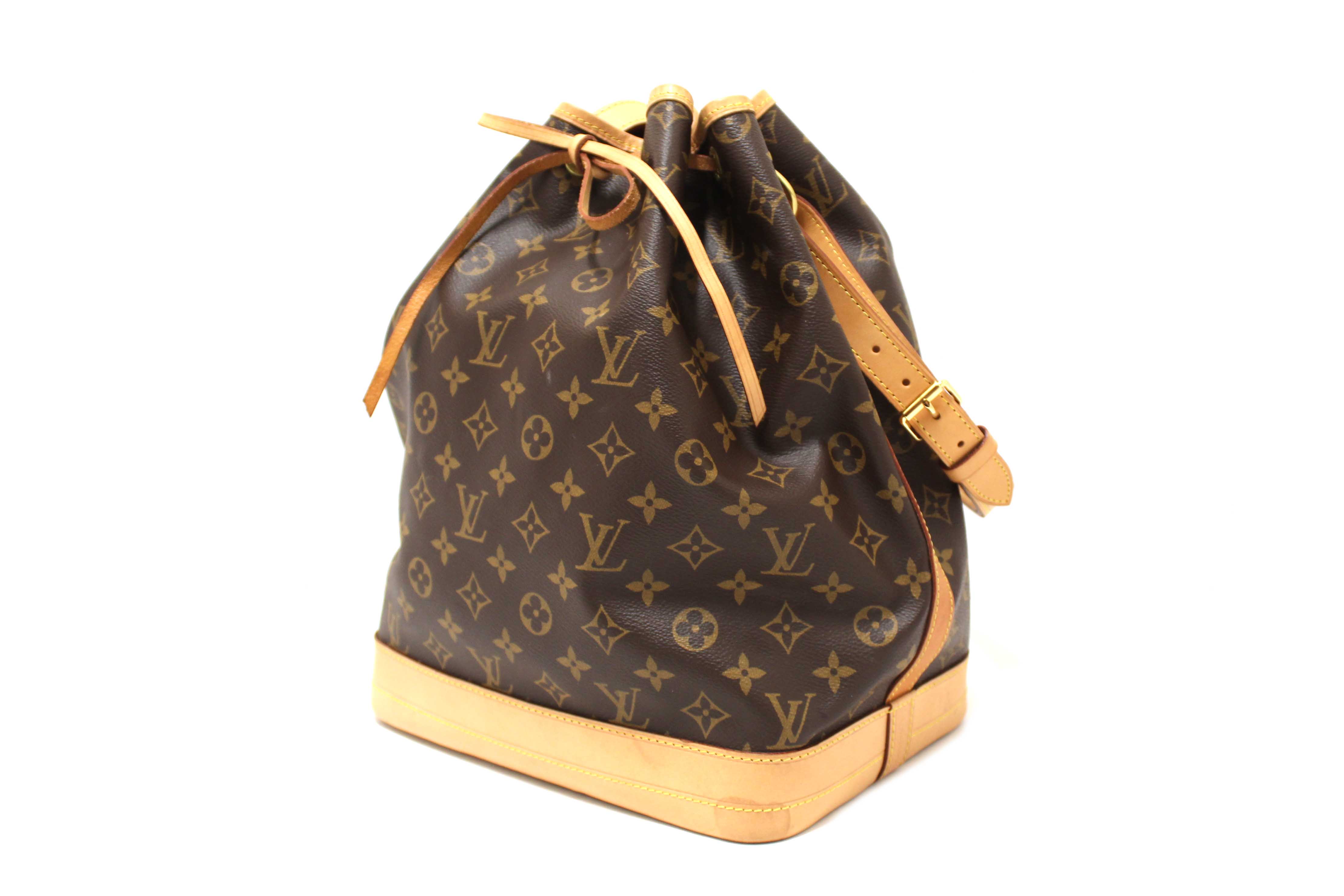 Authentic Louis Vuitton Classic Monogram Noe Bucket Drawstring Tote Bag