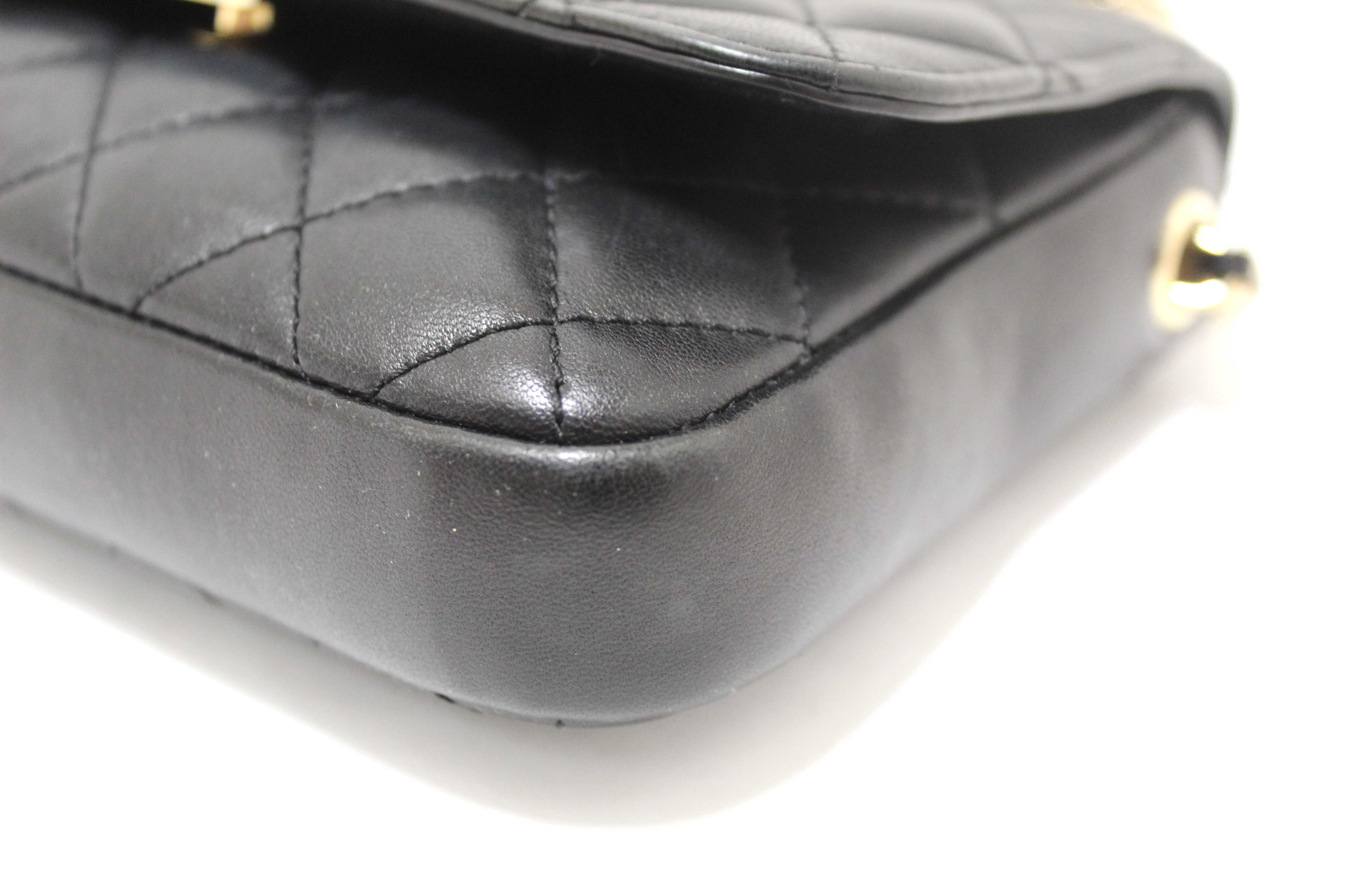 Authentic Chanel Black Quilted Calfskin Leather Double Side Pack Flap Bag