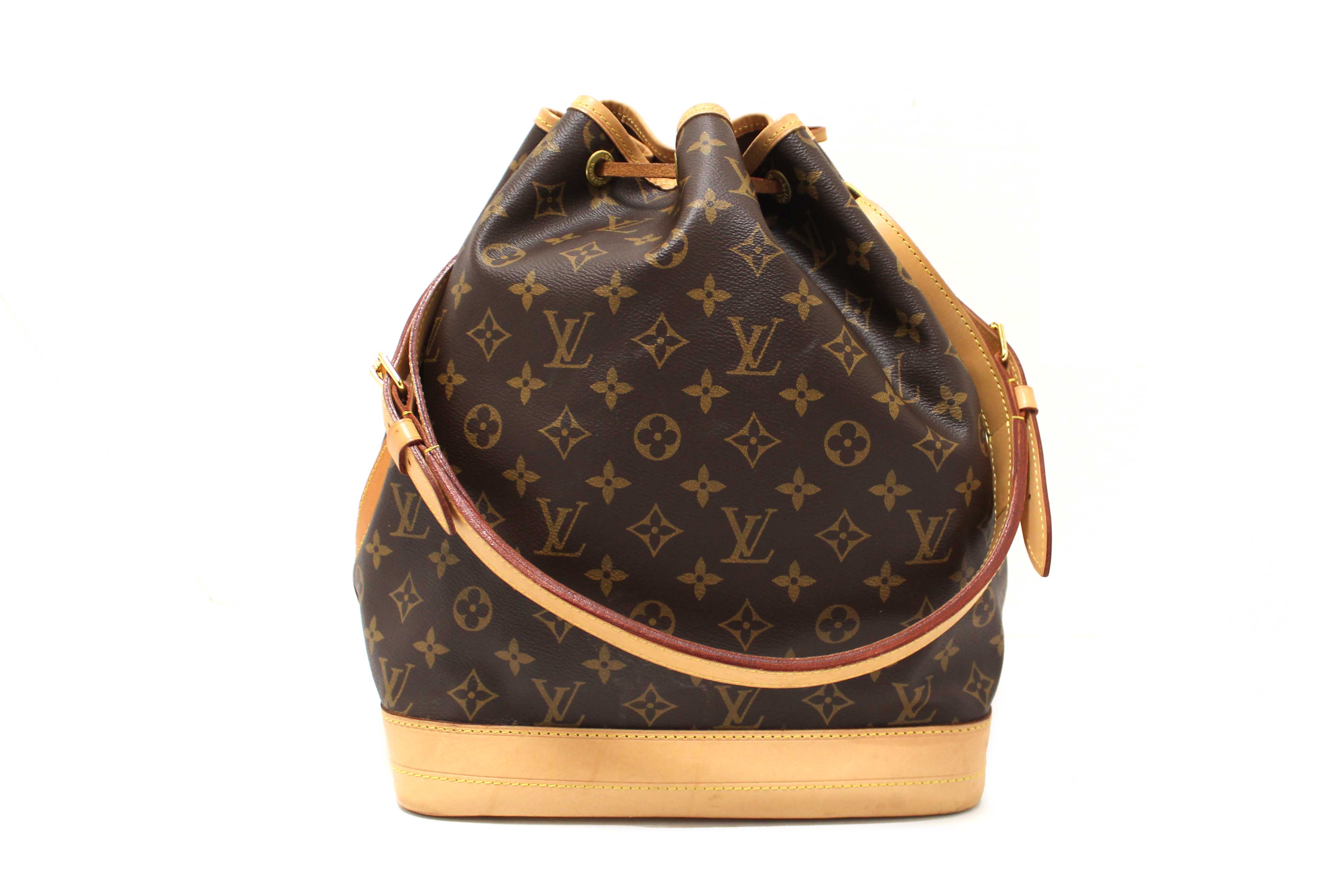 Authentic Louis Vuitton Classic Monogram Noe Bucket Drawstring Tote Bag