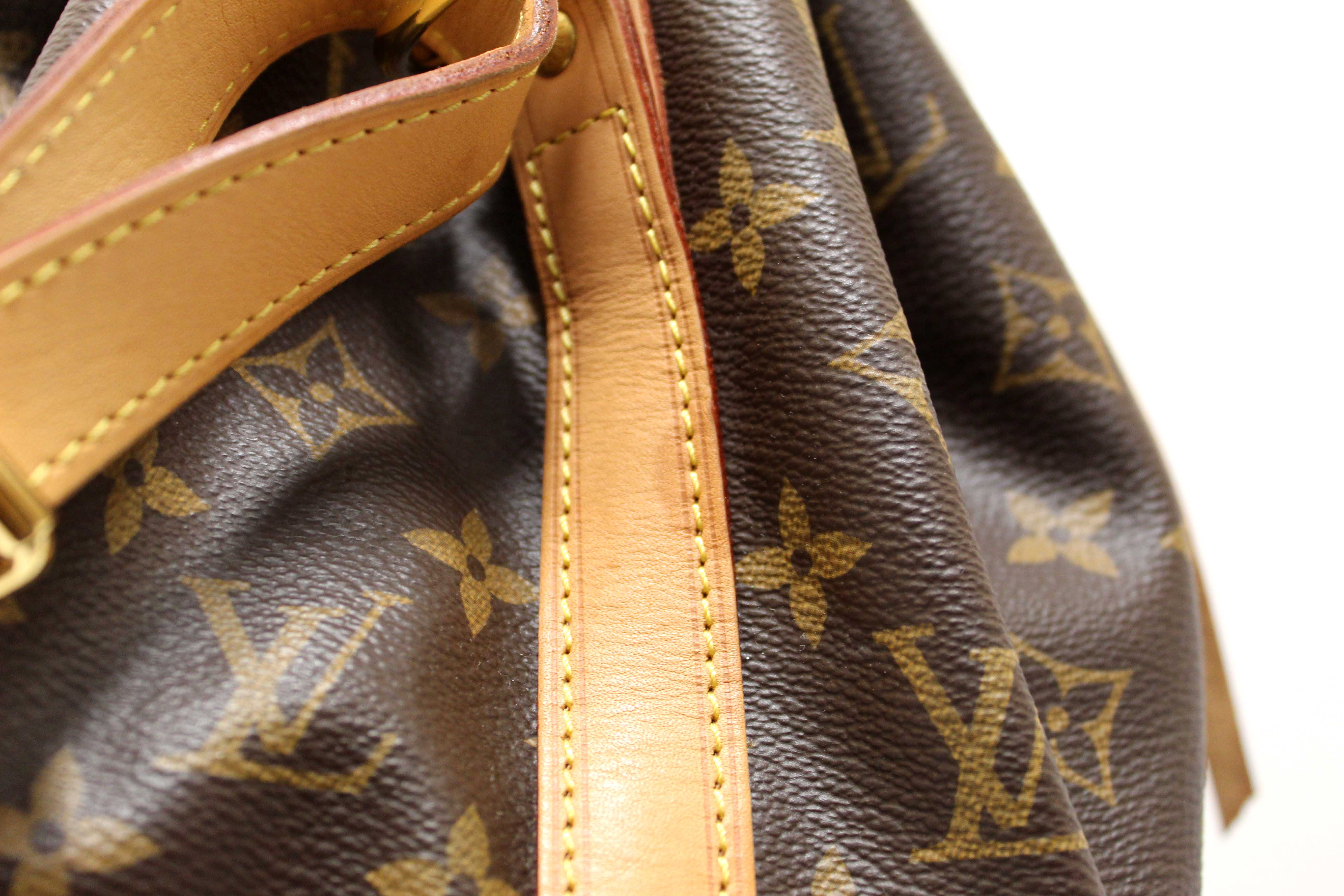Authentic Louis Vuitton Classic Monogram Noe Bucket Drawstring Tote Bag