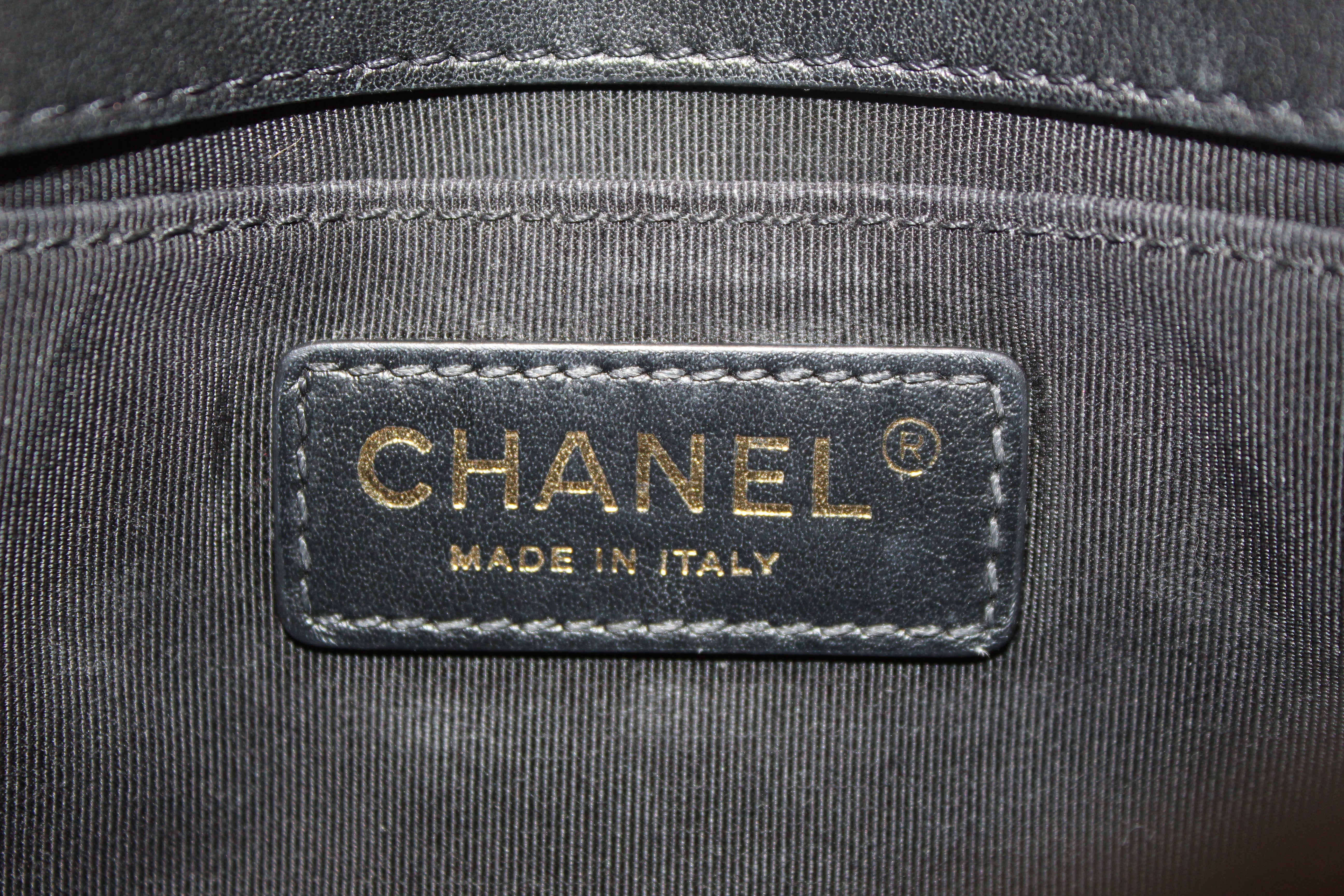 Authentic Chanel Black Quilted Calfskin Leather Double Side Pack Flap Bag
