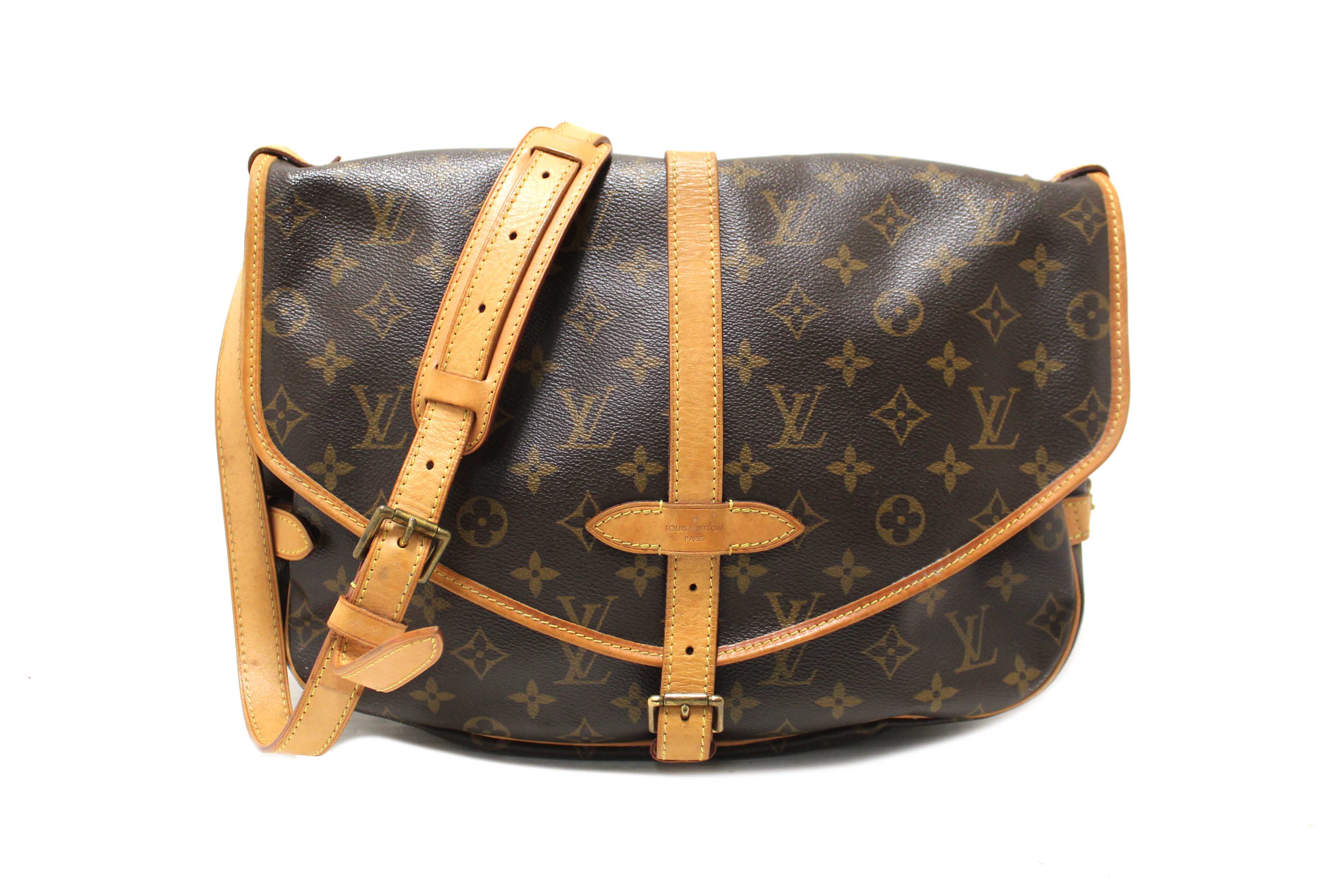 Authentic Louis Vuitton Classic Monogram Canvas Saumur 30 Messenger Bag