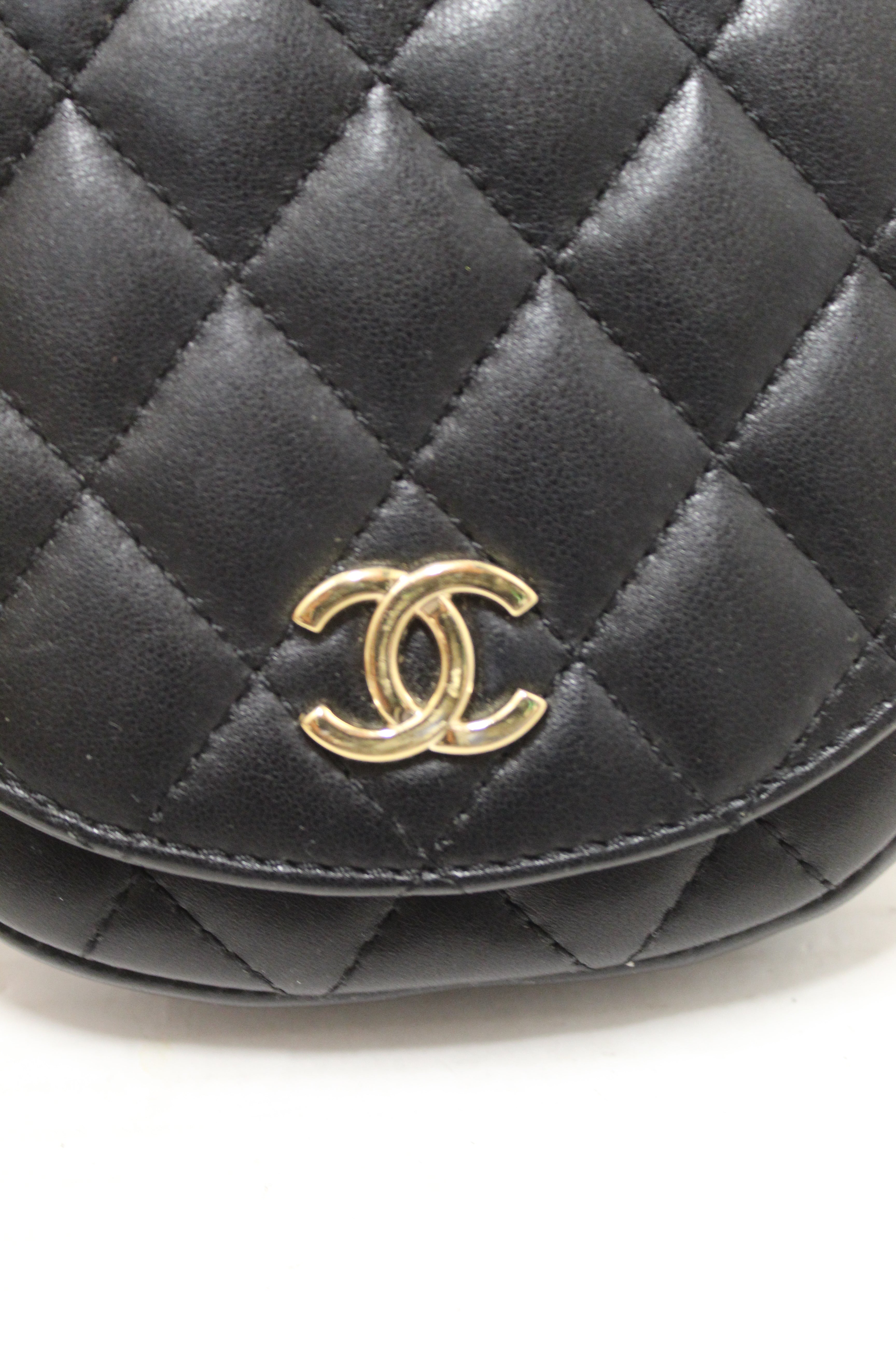 Authentic Chanel Black Quilted Calfskin Leather Double Side Pack Flap Bag