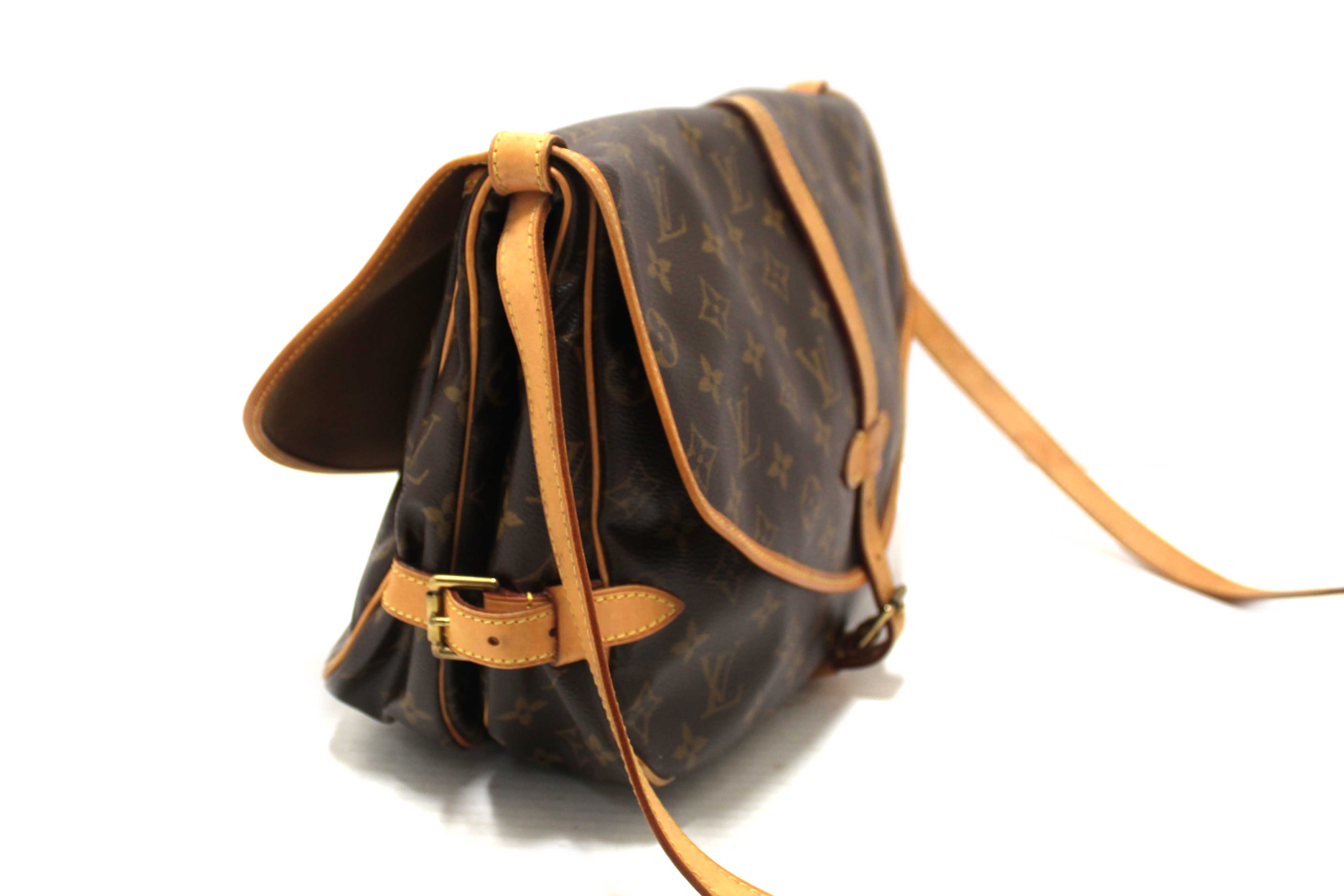 Authentic Louis Vuitton Classic Monogram Canvas Saumur 30 Messenger Bag