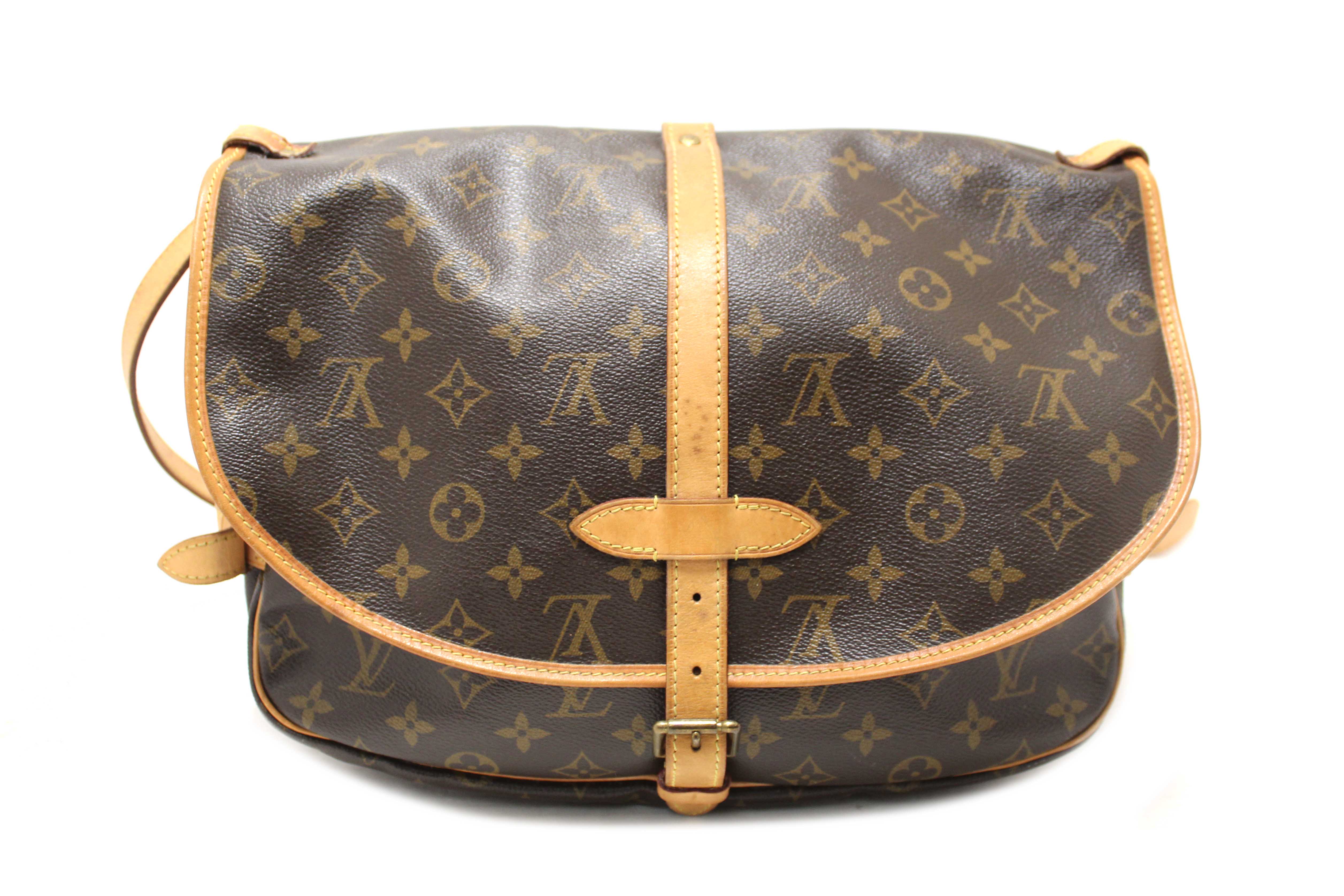 Authentic Louis Vuitton Classic Monogram Canvas Saumur 30 Messenger Bag