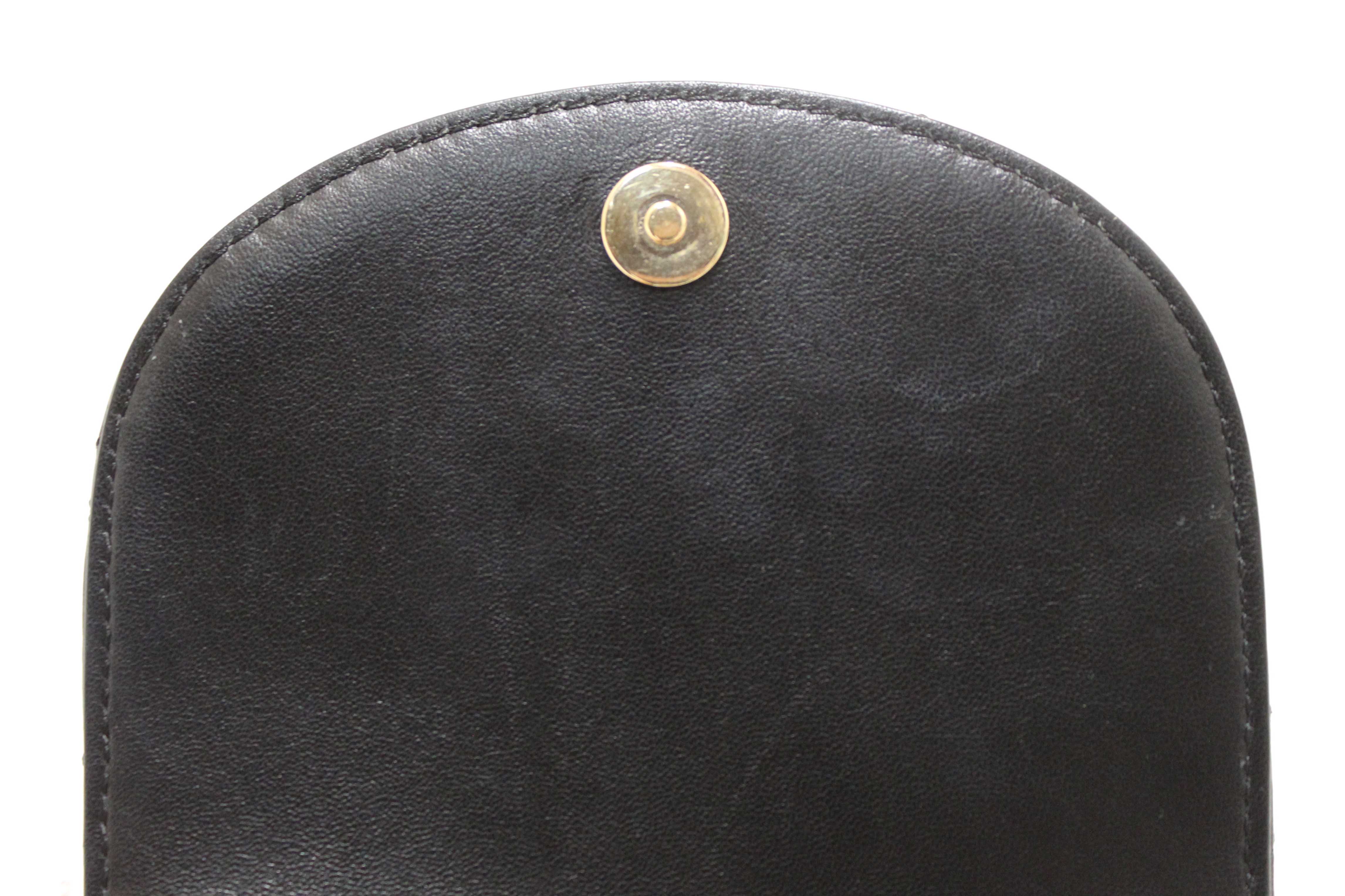 Authentic Chanel Black Quilted Calfskin Leather Double Side Pack Flap Bag