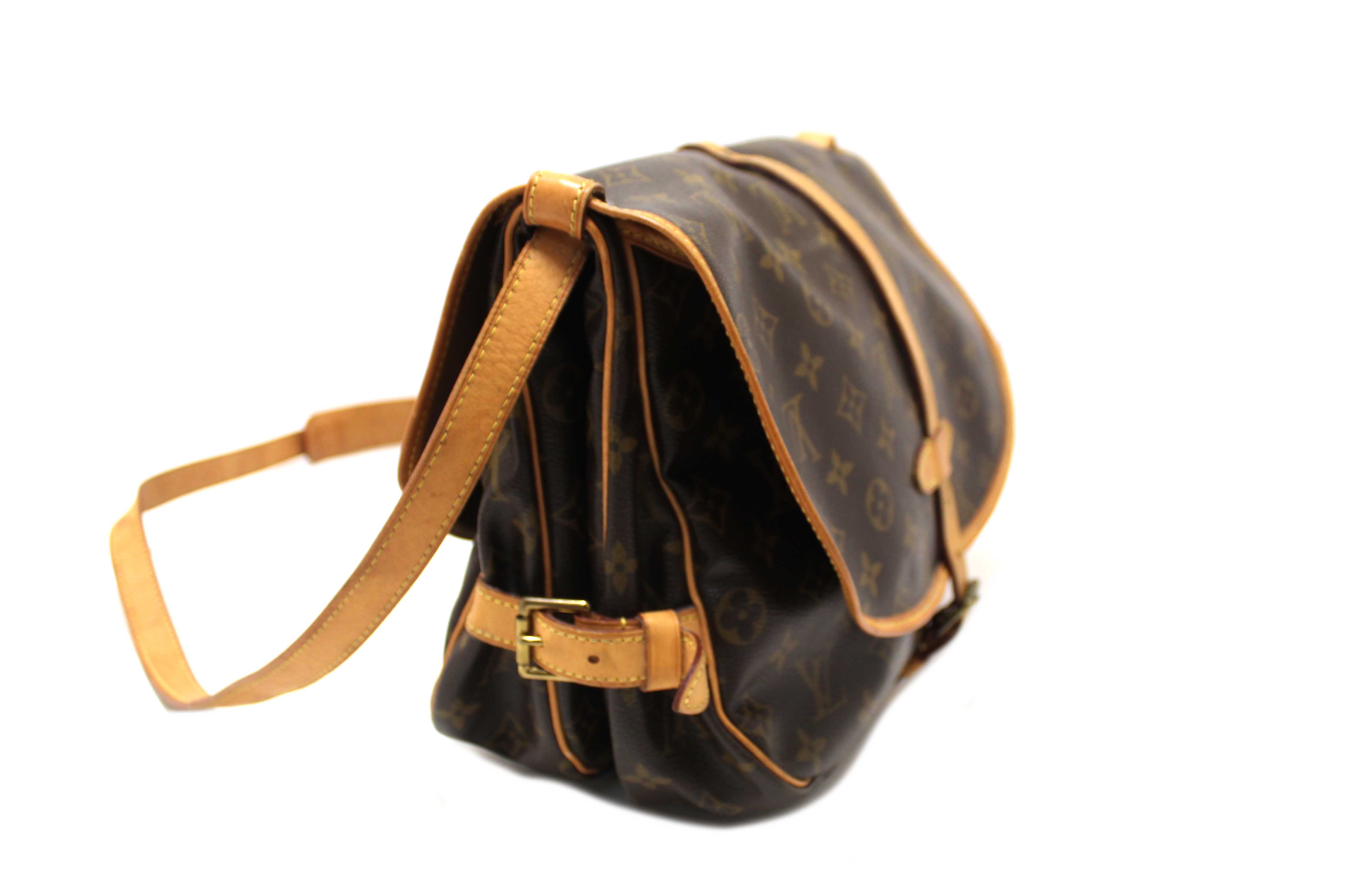 Authentic Louis Vuitton Classic Monogram Canvas Saumur 30 Messenger Bag
