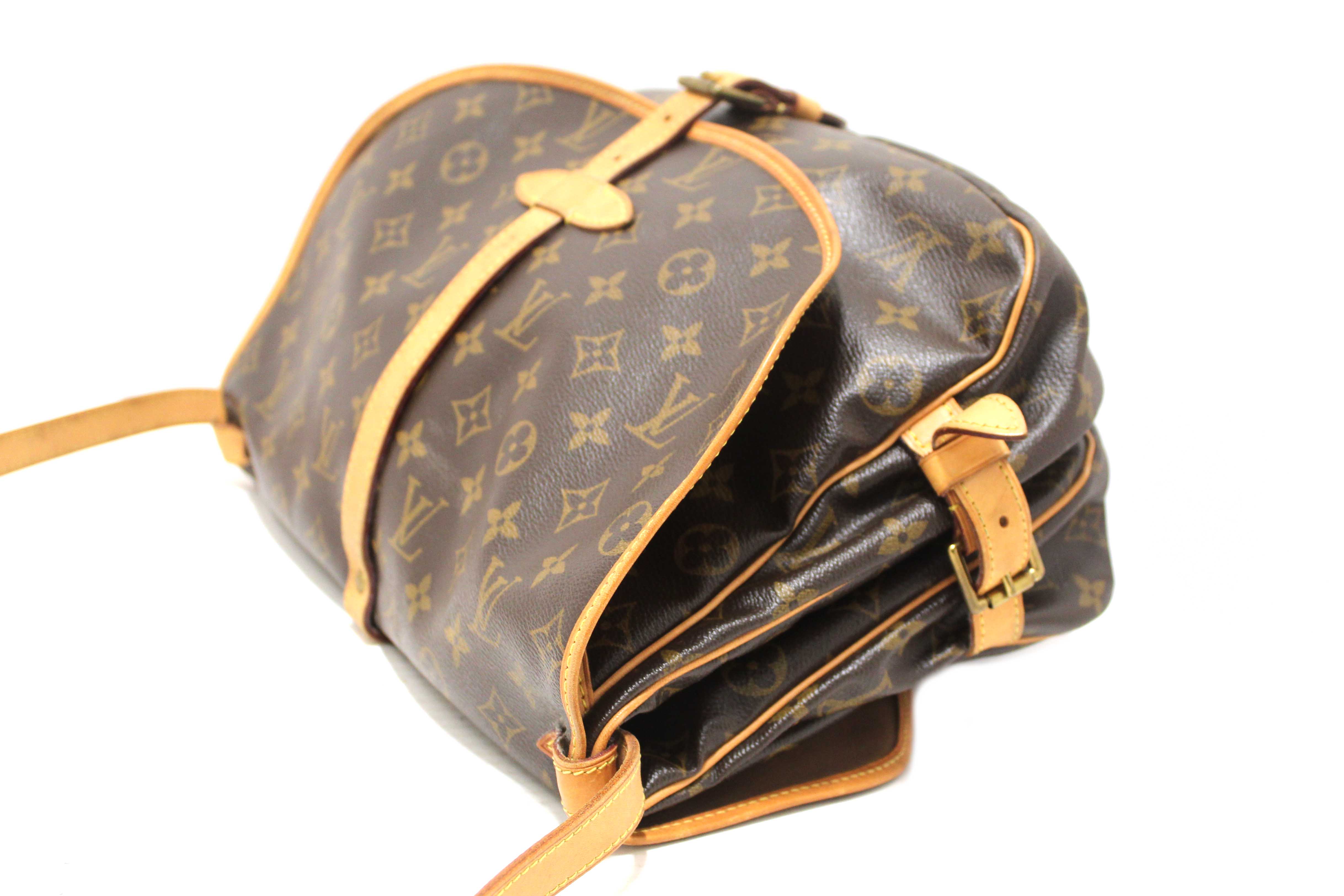 Authentic Louis Vuitton Classic Monogram Canvas Saumur 30 Messenger Bag