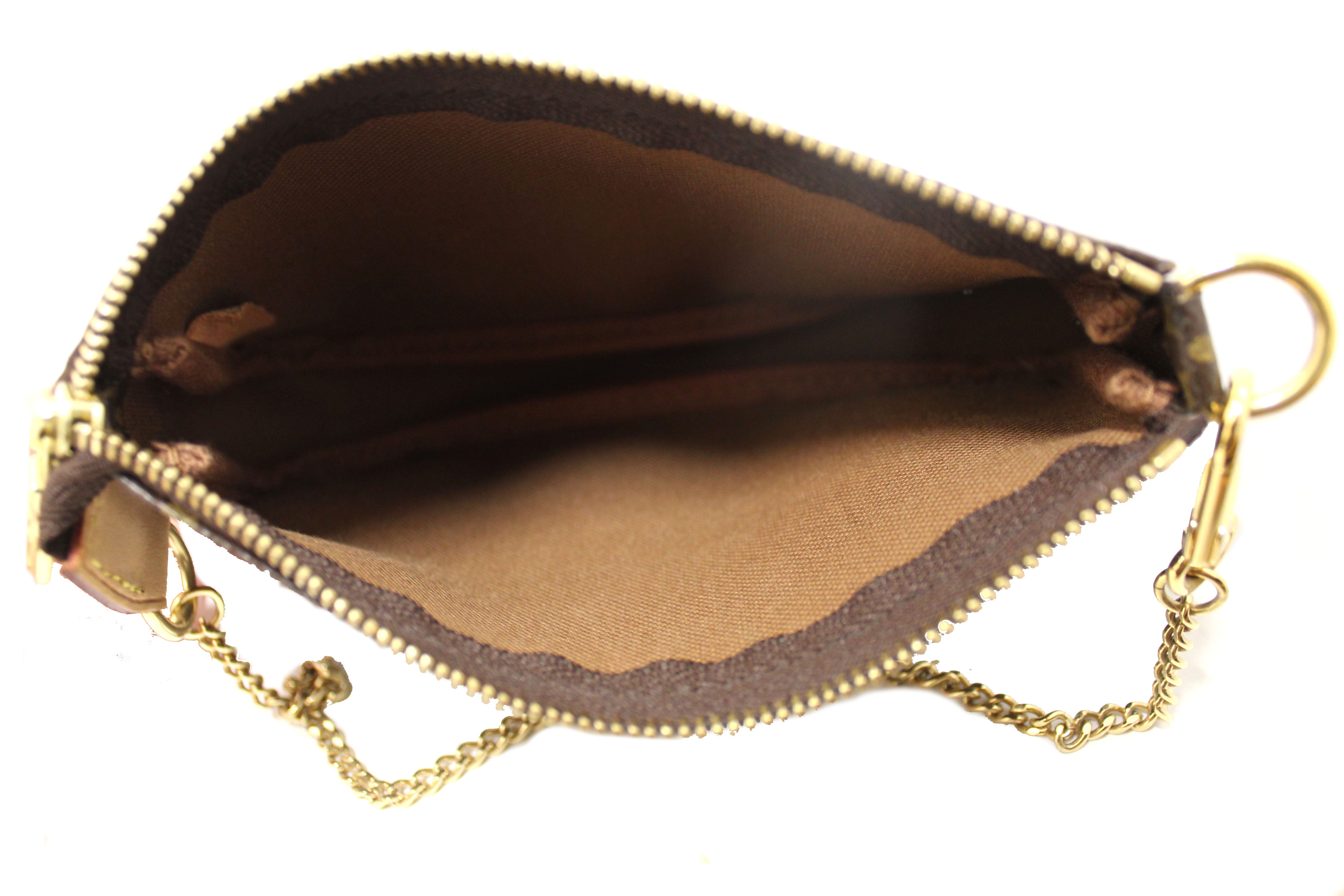 Authentic Louis Vuitton Classic Monogram Canvas Mini Pochette Clutch Bag
