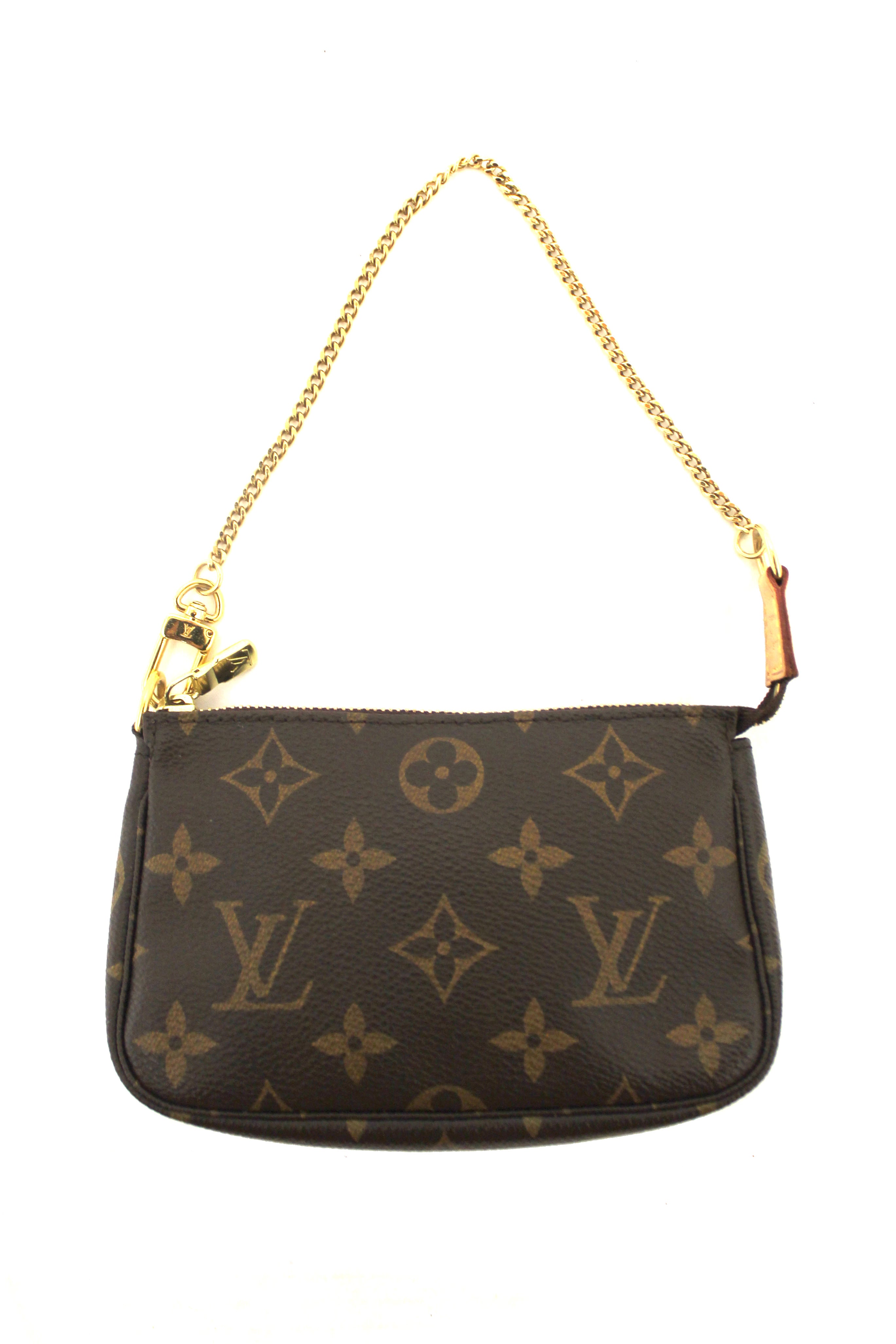 Authentic Louis Vuitton Classic Monogram Canvas Mini Pochette Clutch Bag