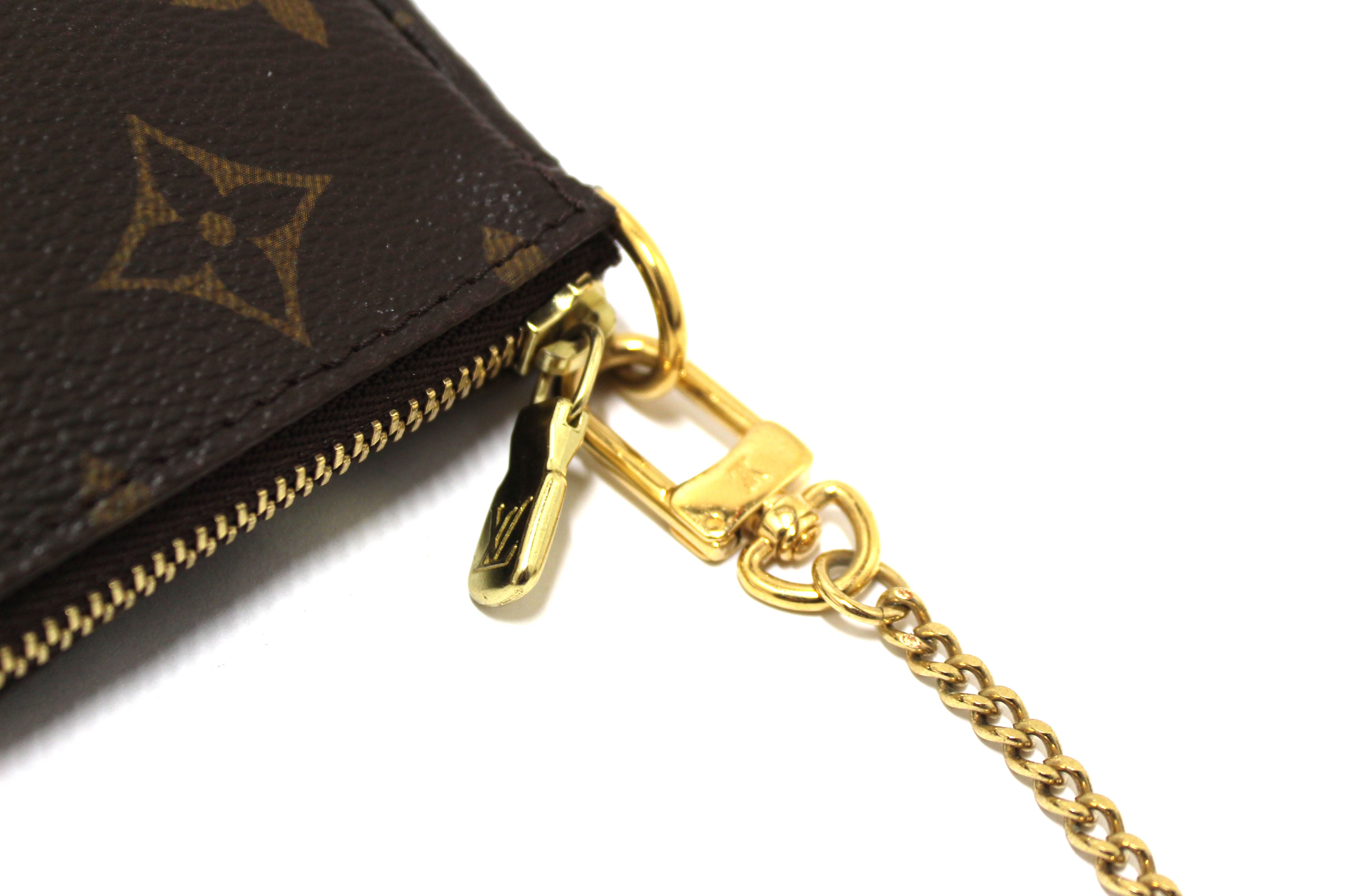 Authentic Louis Vuitton Classic Monogram Canvas Mini Pochette Clutch Bag