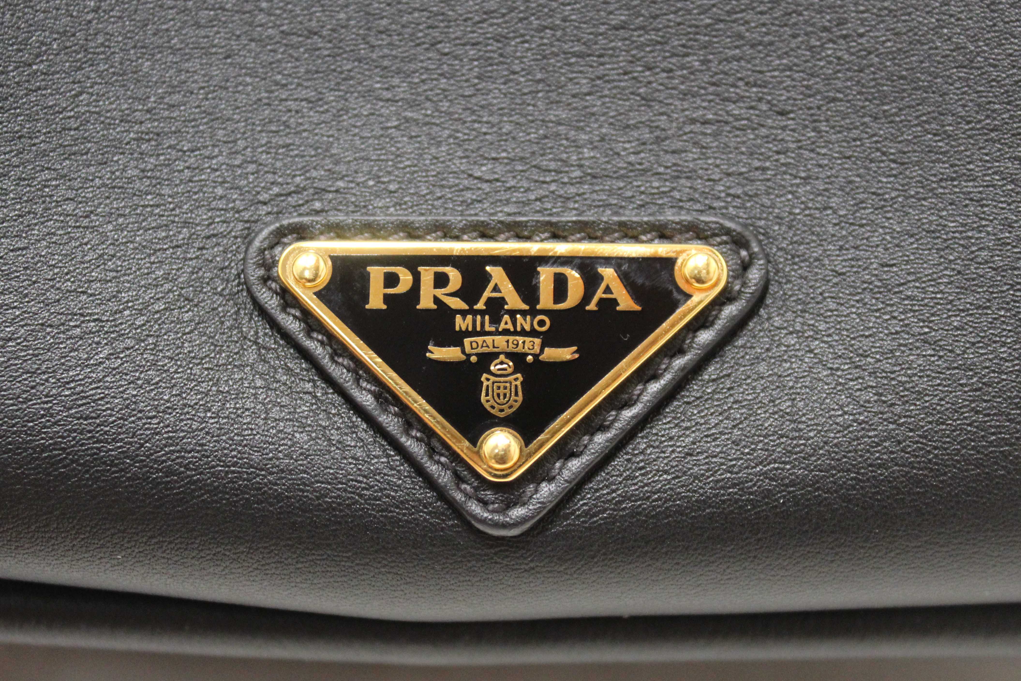 Authentic Prada Black Leather Darling Hand and Shoulder Bag