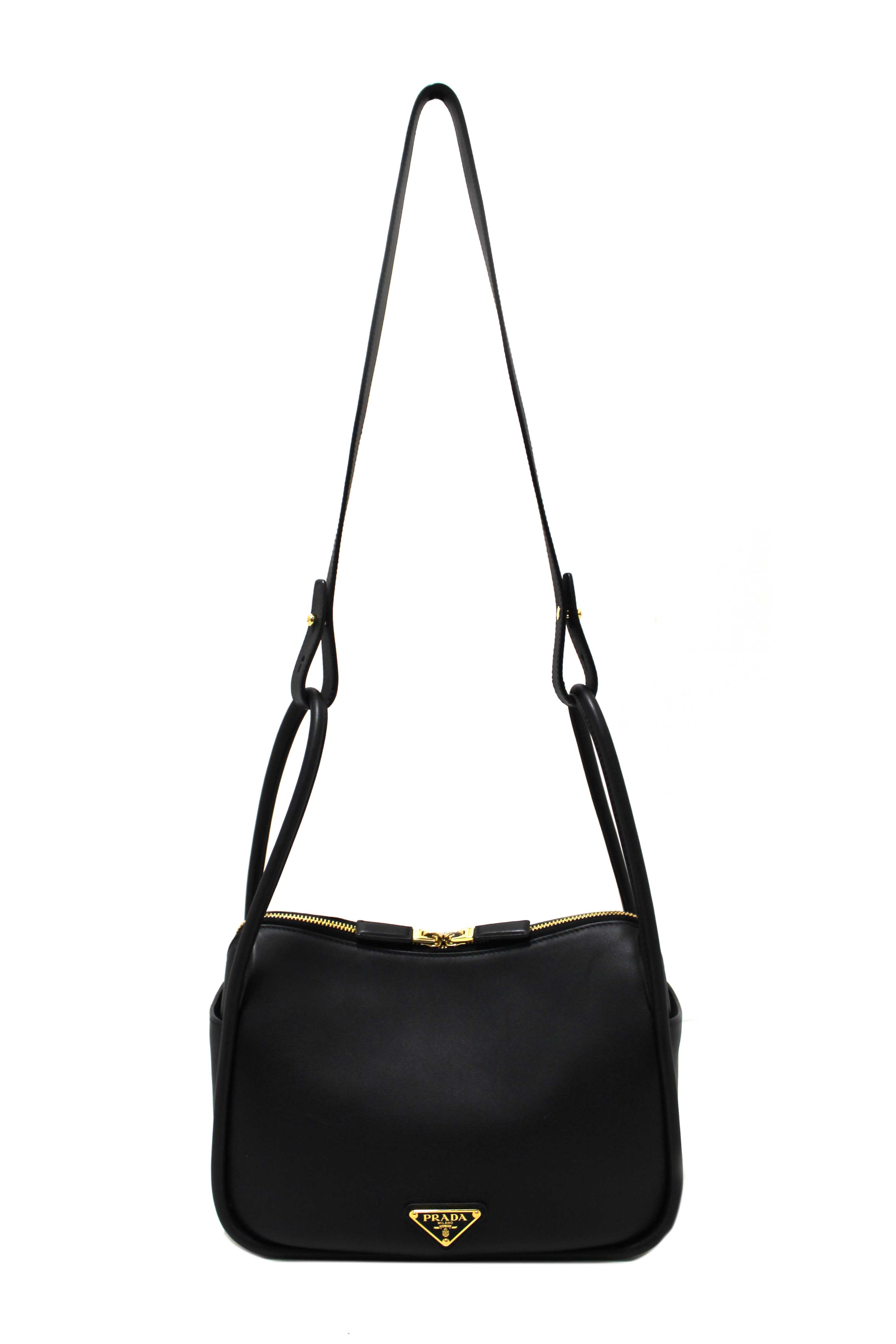 Authentic Prada Black Leather Darling Hand and Shoulder Bag