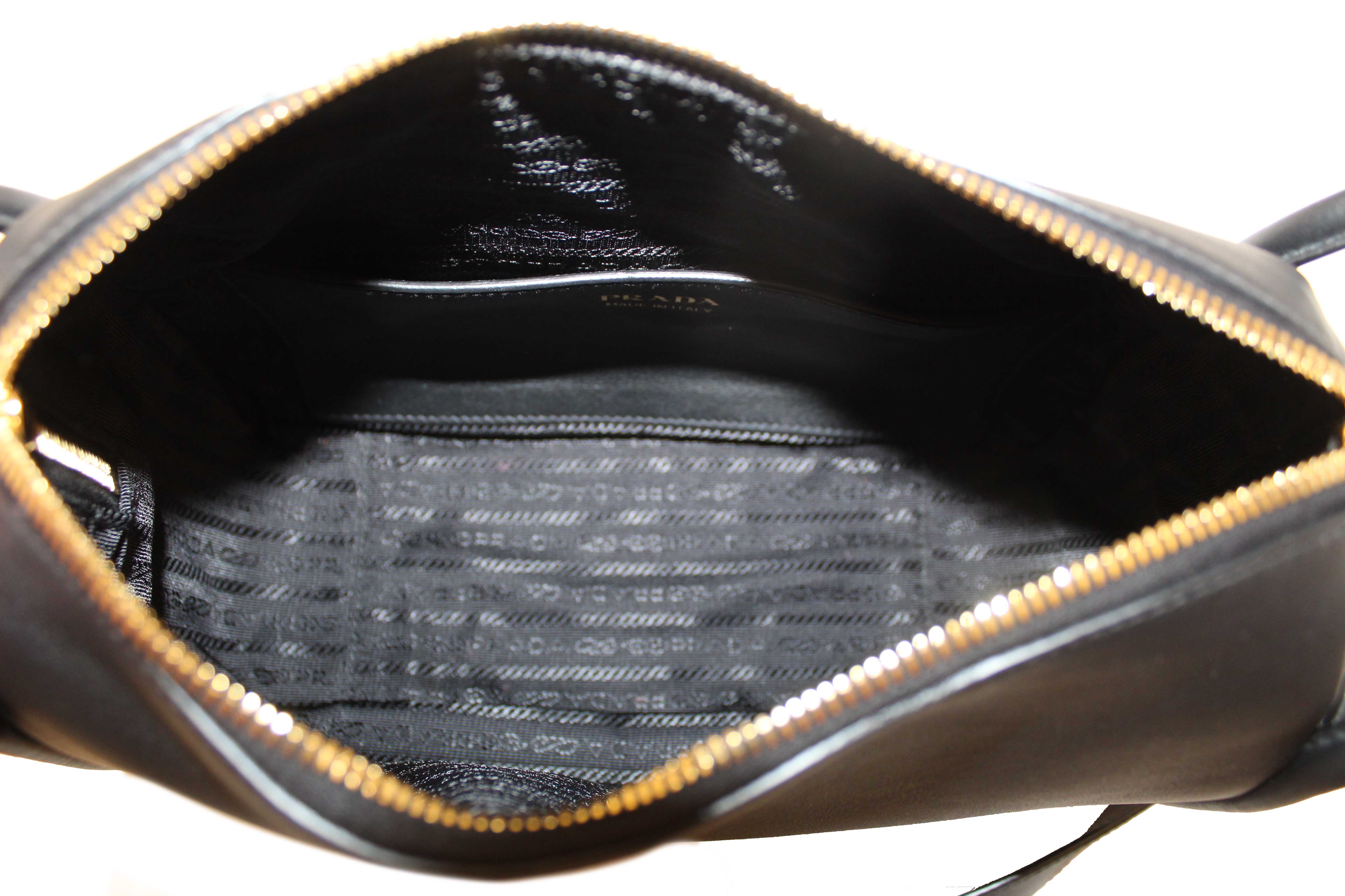 Authentic Prada Black Leather Darling Hand and Shoulder Bag