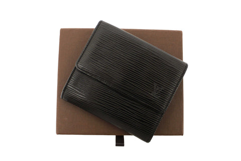 Authentic Louis Vuitton Black Epi Leather Trifold Compact Wallet