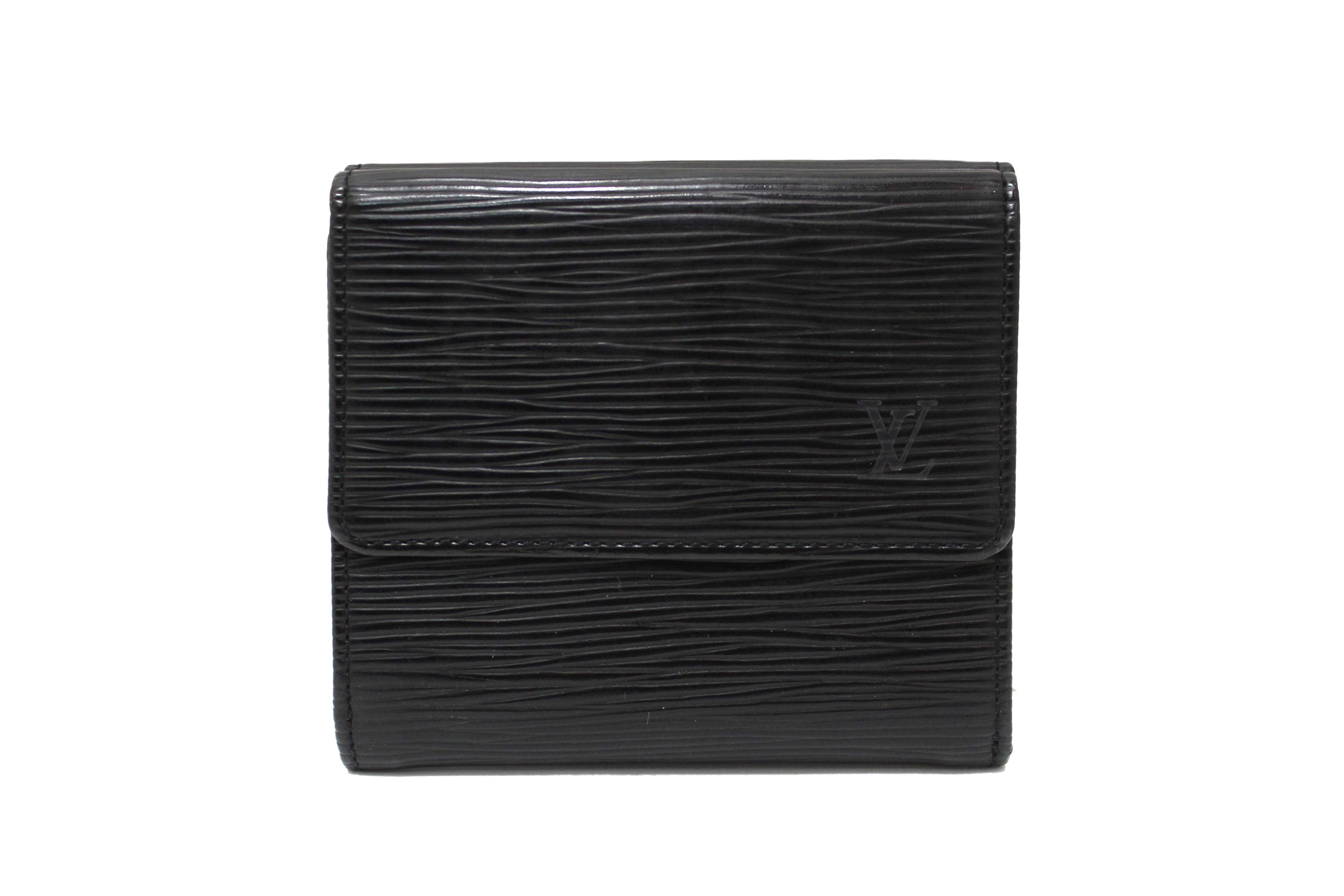 Authentic Louis Vuitton Black Epi Leather Trifold Compact Wallet