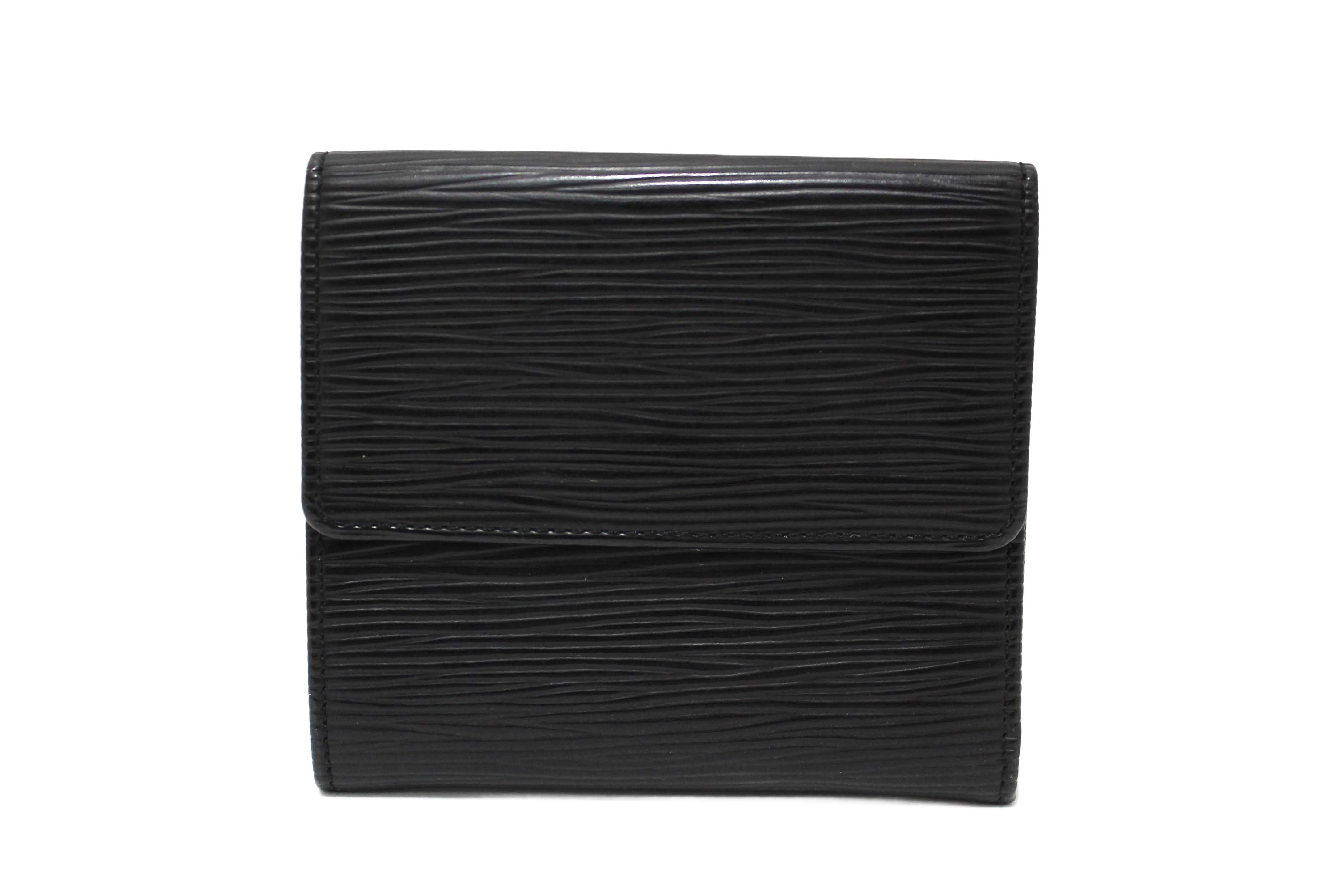 Authentic Louis Vuitton Black Epi Leather Trifold Compact Wallet