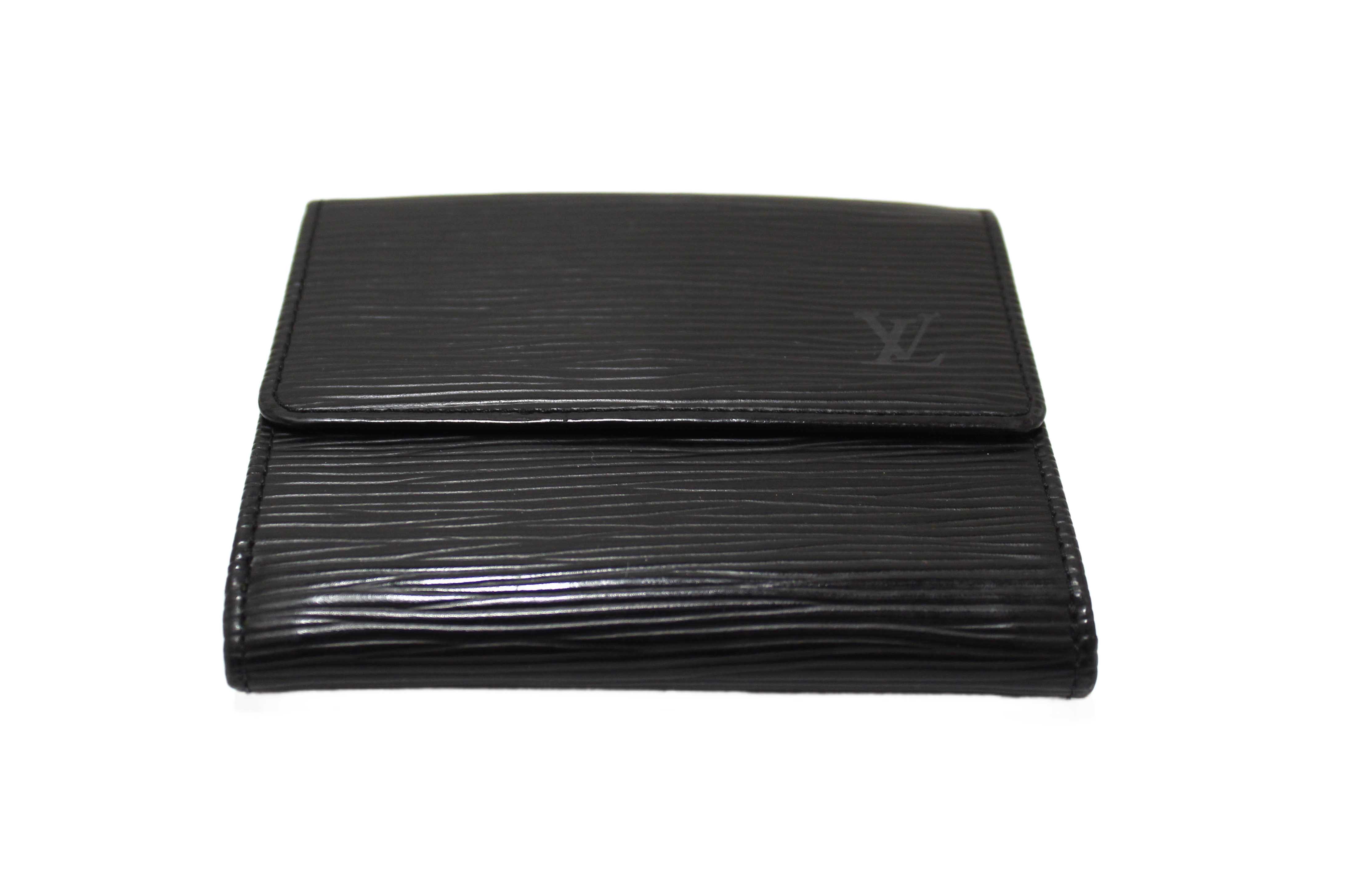 Authentic Louis Vuitton Black Epi Leather Trifold Compact Wallet