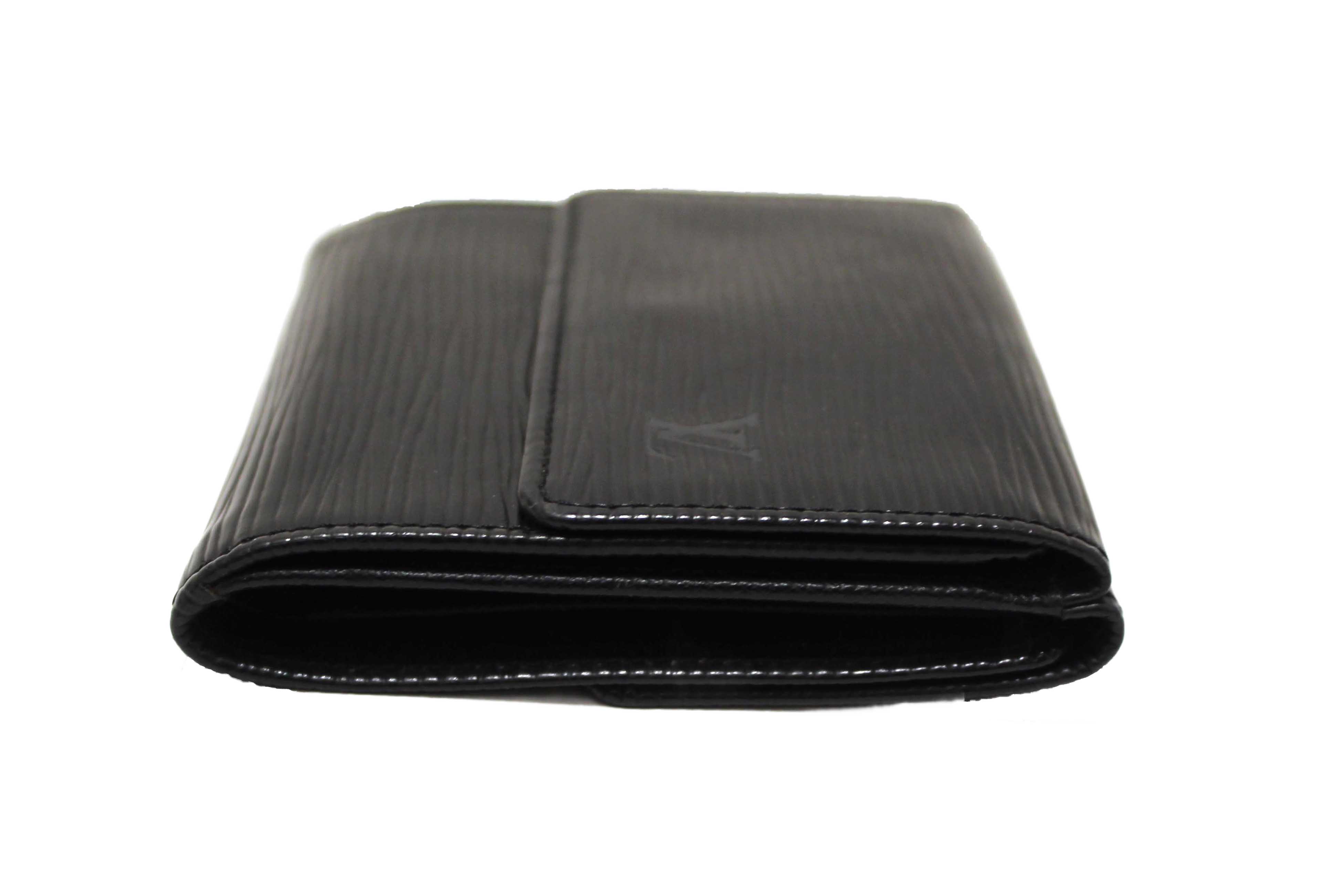 Authentic Louis Vuitton Black Epi Leather Trifold Compact Wallet
