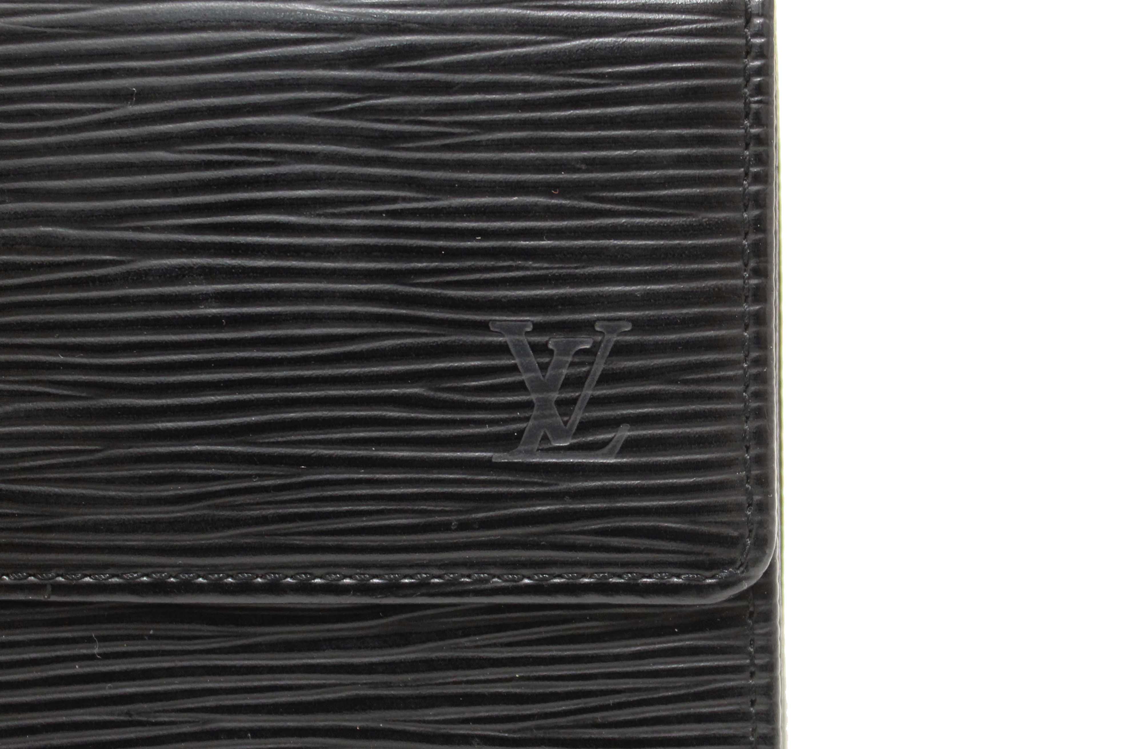 Authentic Louis Vuitton Black Epi Leather Trifold Compact Wallet