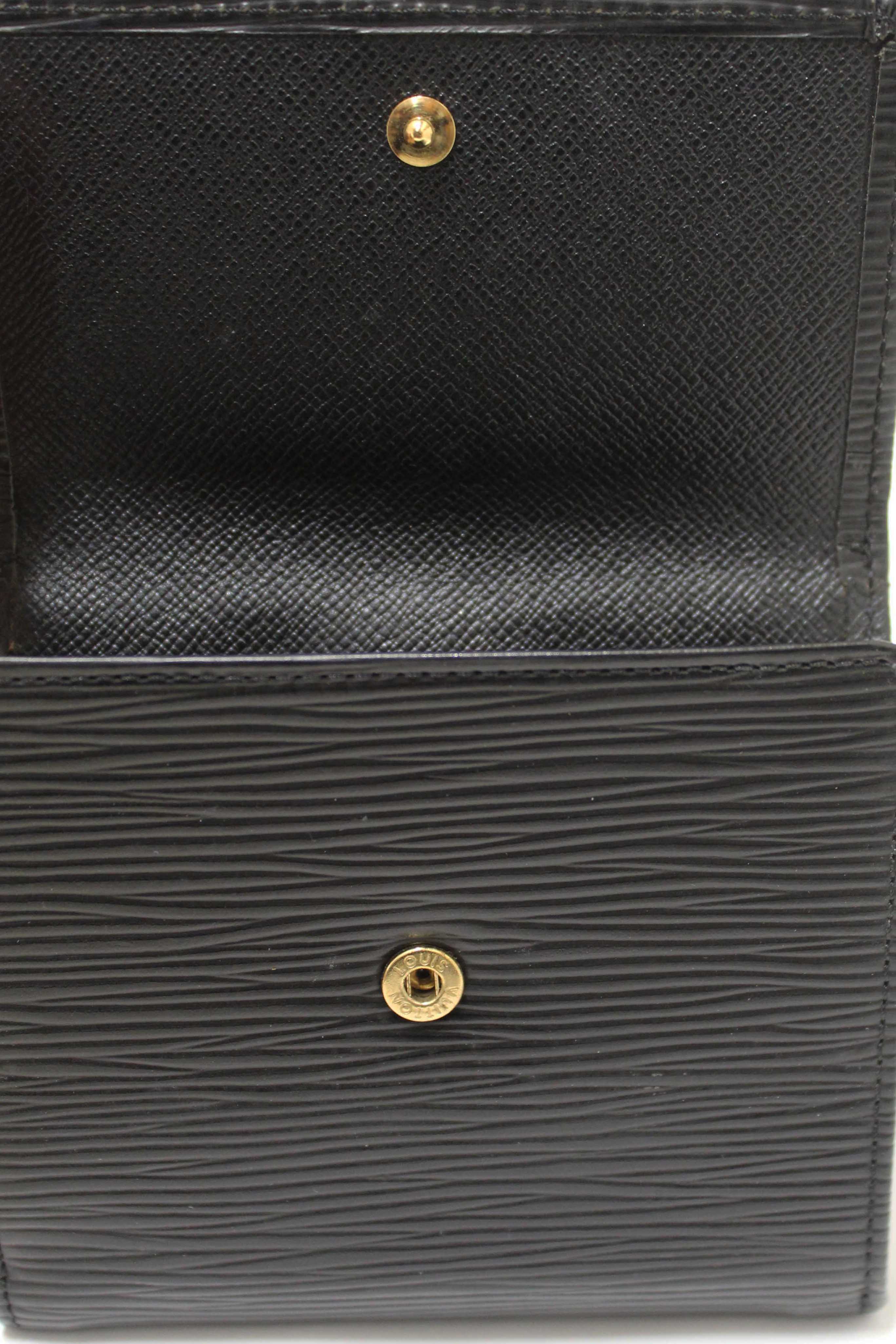 Authentic Louis Vuitton Black Epi Leather Trifold Compact Wallet