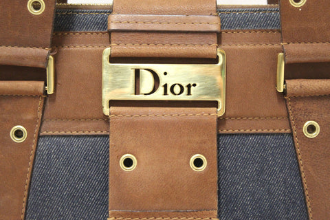Authentic Christian Dior Vintage Denim Street Chic Tote Shoulder Bag