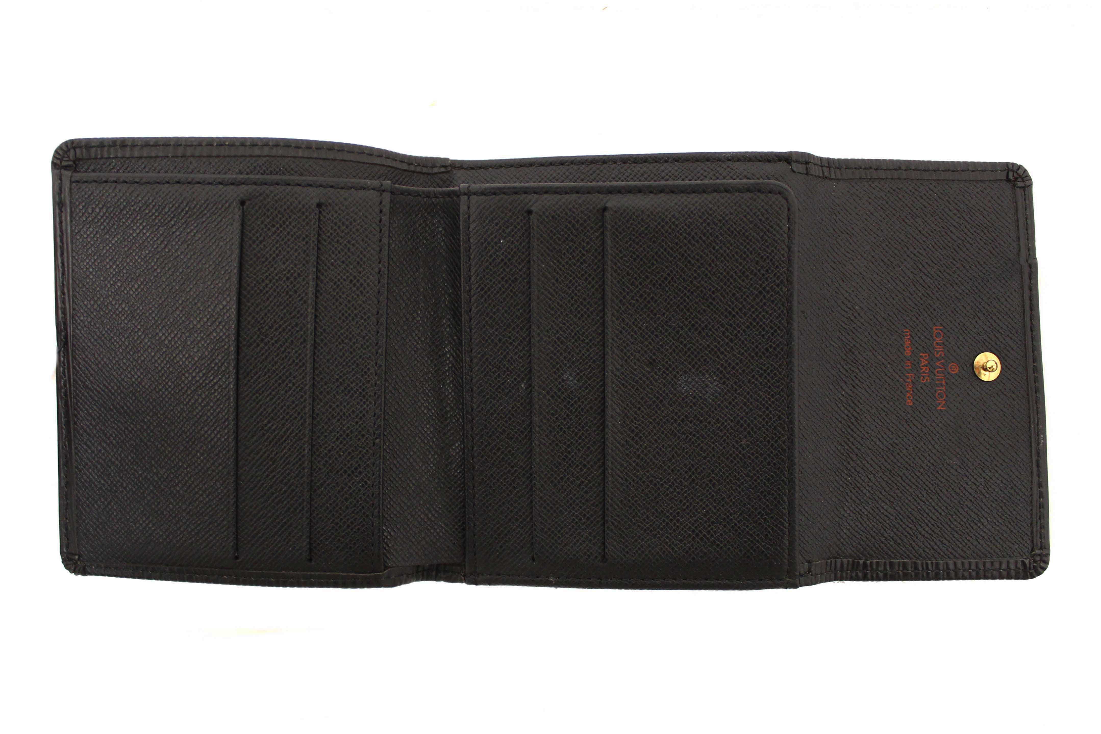 Authentic Louis Vuitton Black Epi Leather Trifold Compact Wallet