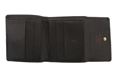 Authentic Louis Vuitton Black Epi Leather Trifold Compact Wallet