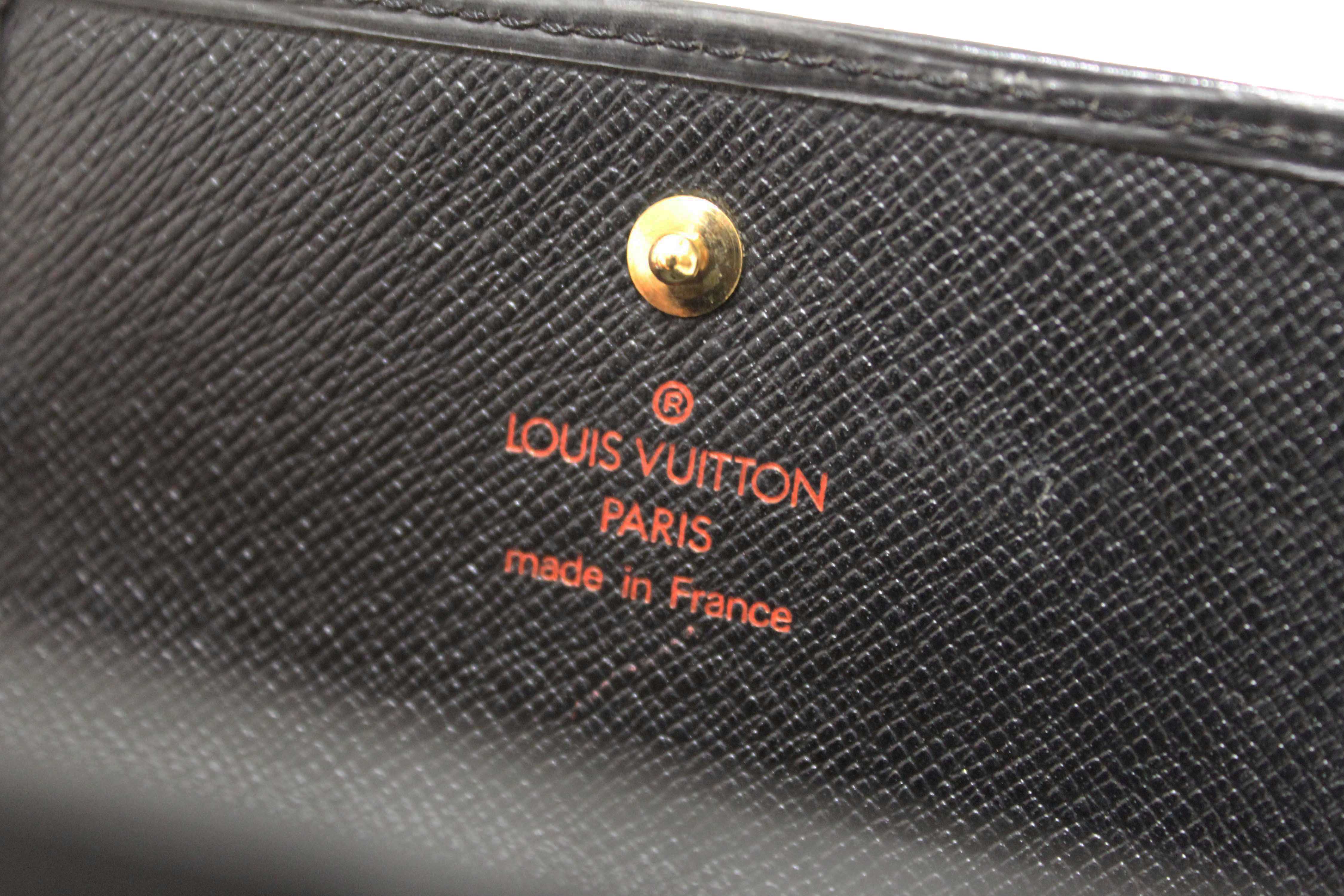 Authentic Louis Vuitton Black Epi Leather Trifold Compact Wallet