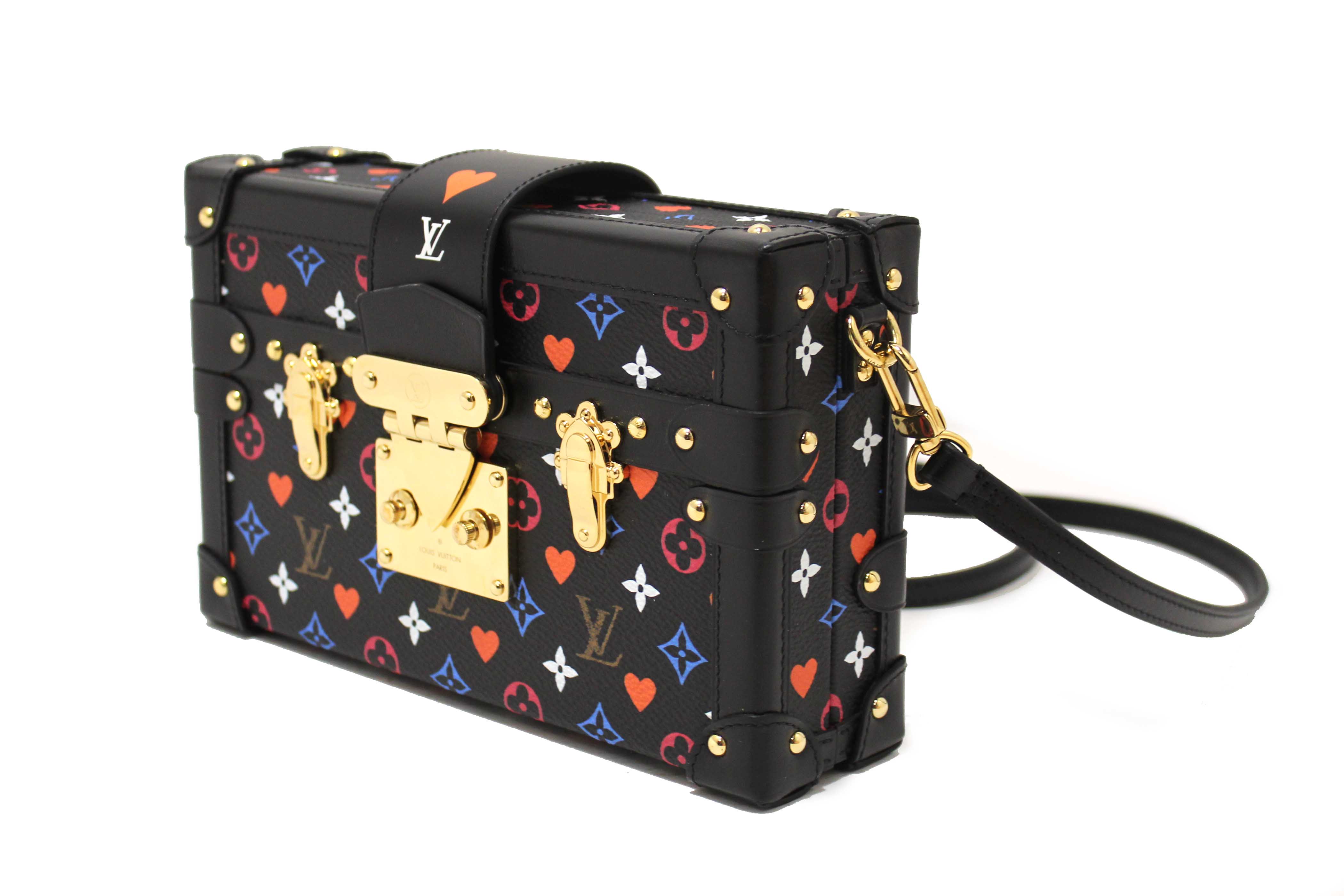 Authentic Louis Vuitton Black Monogram Multicolor Game On Petite Malle Clutch Bag