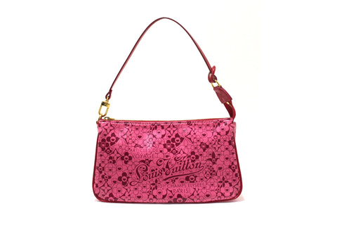 Authentic Louis Vuitton Limited Edition Pink Leather Cosmic Blossom Pochette Accessories Bag