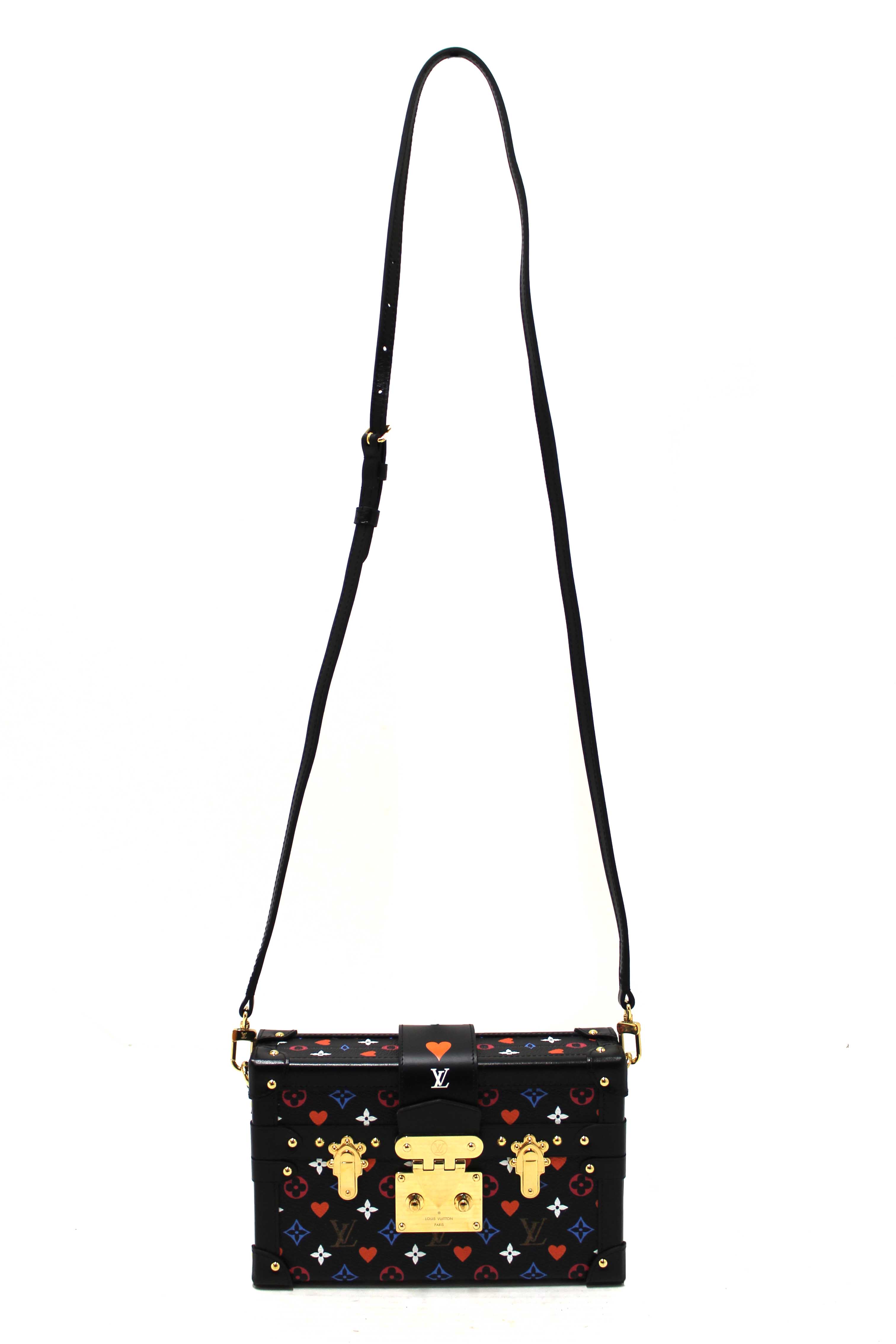 Authentic Louis Vuitton Black Monogram Multicolor Game On Petite Malle Clutch Bag