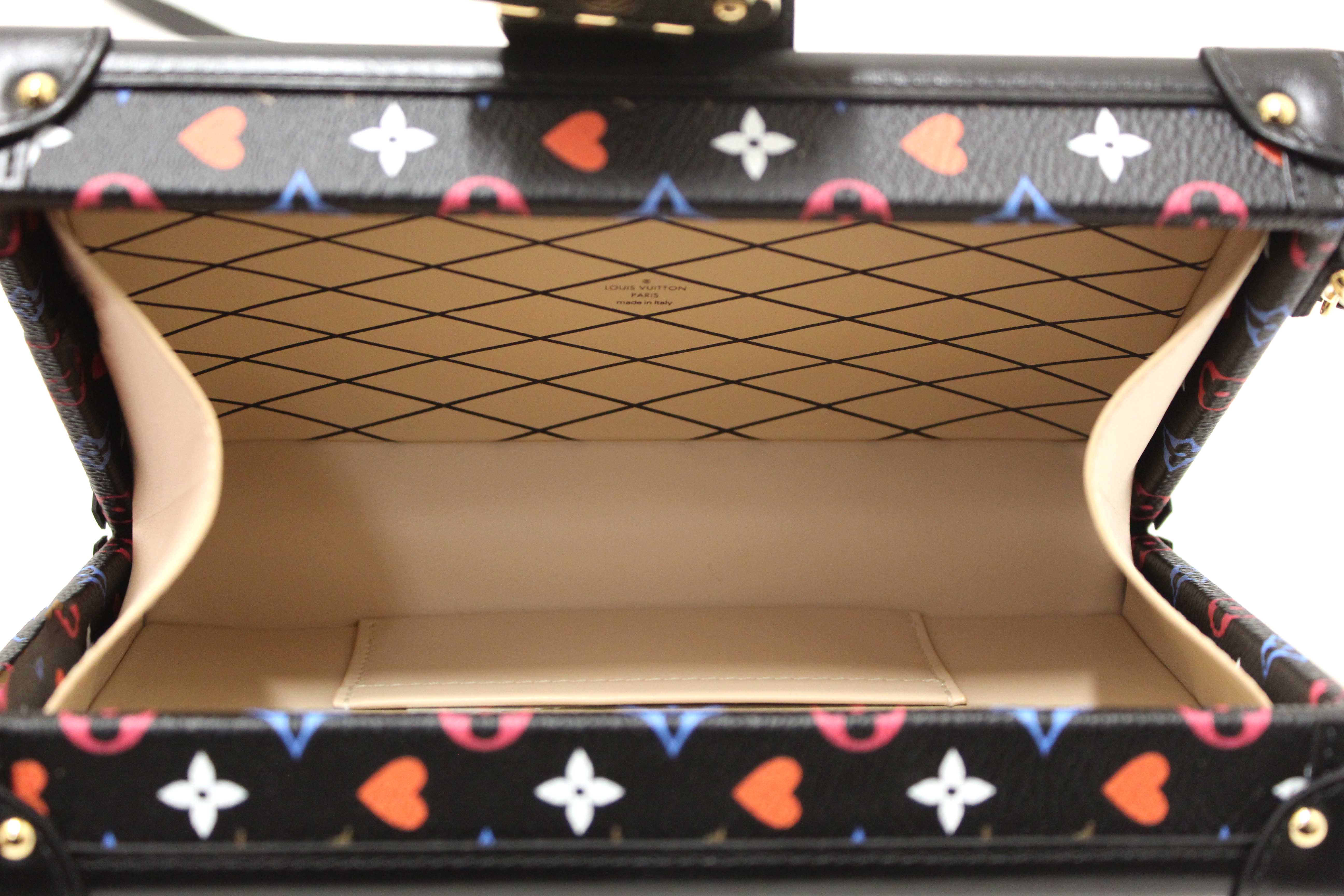 Authentic Louis Vuitton Black Monogram Multicolor Game On Petite Malle Clutch Bag