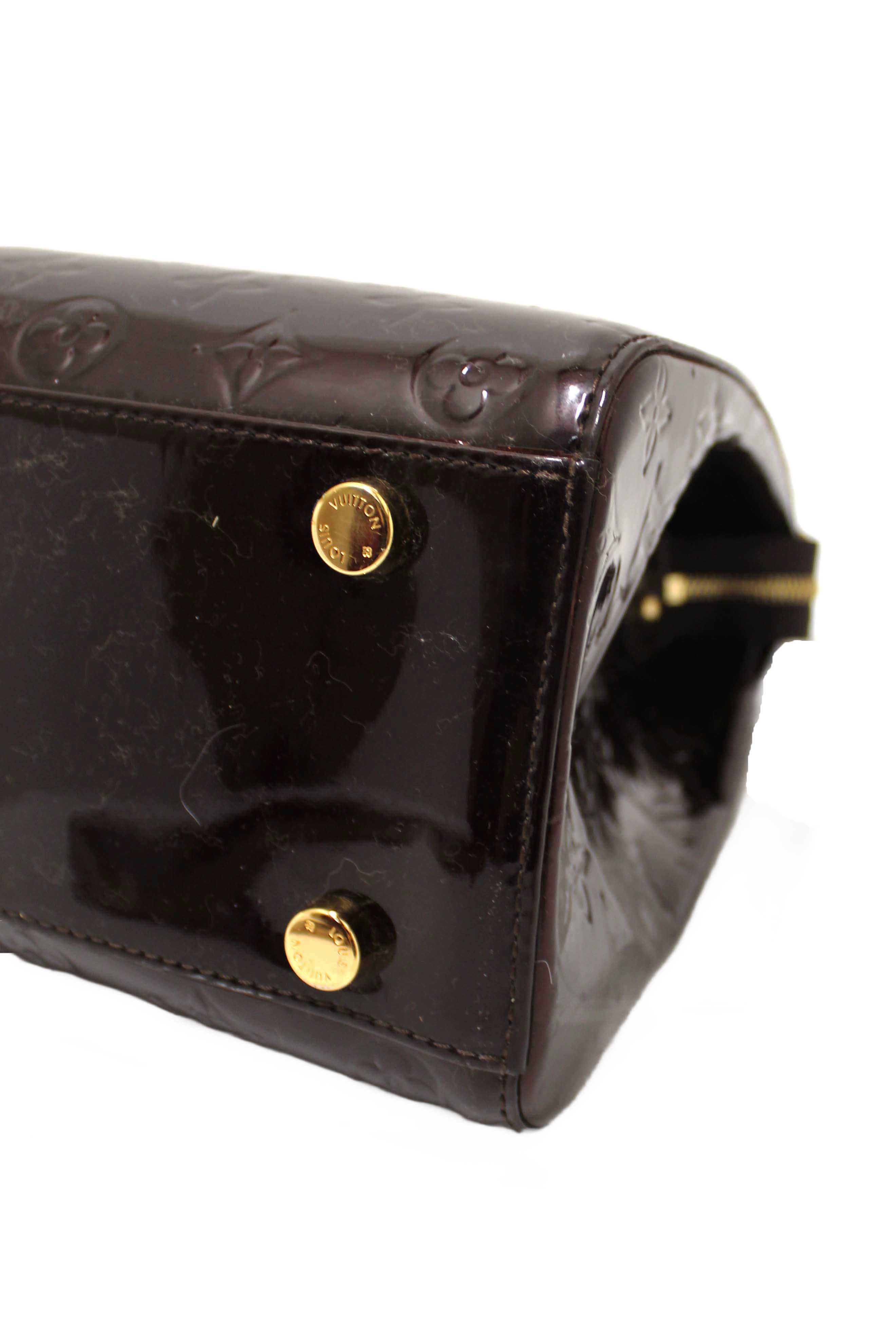 Authentic Louis Vuitton Amarante Vernis Leather Brea PM Shoulder Bag